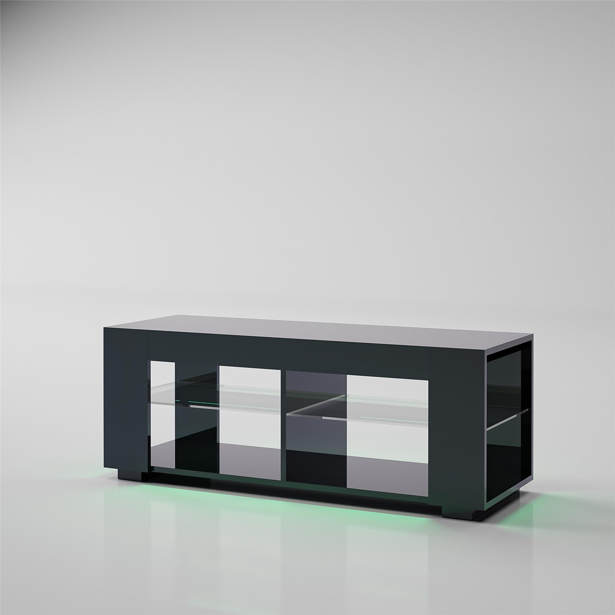 NTense LED TV Stand with Glass Shelves for TVs up to 55", Black Gloss - Image 8