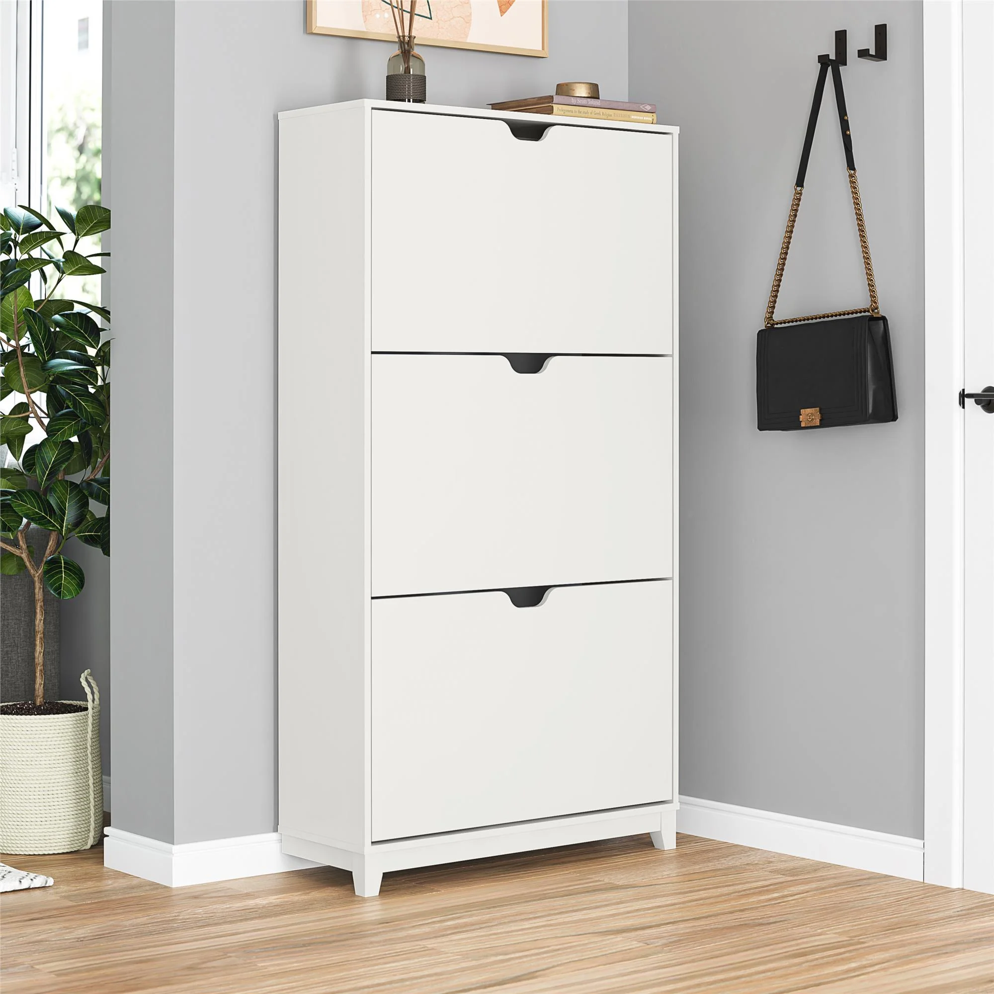 Mainstays 3-Tier Shoe Storage Cabinet, White - Image 6