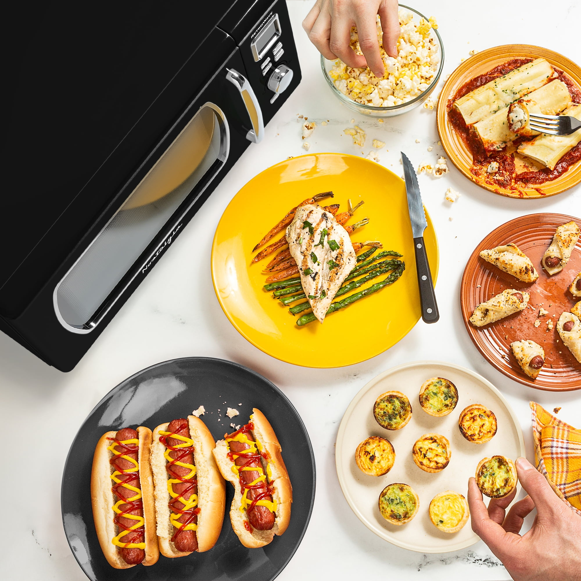 Nostalgia Mid-Century Retro 0.9 Cu. Ft. 900-Watt Microwave Oven, Black - Image 2