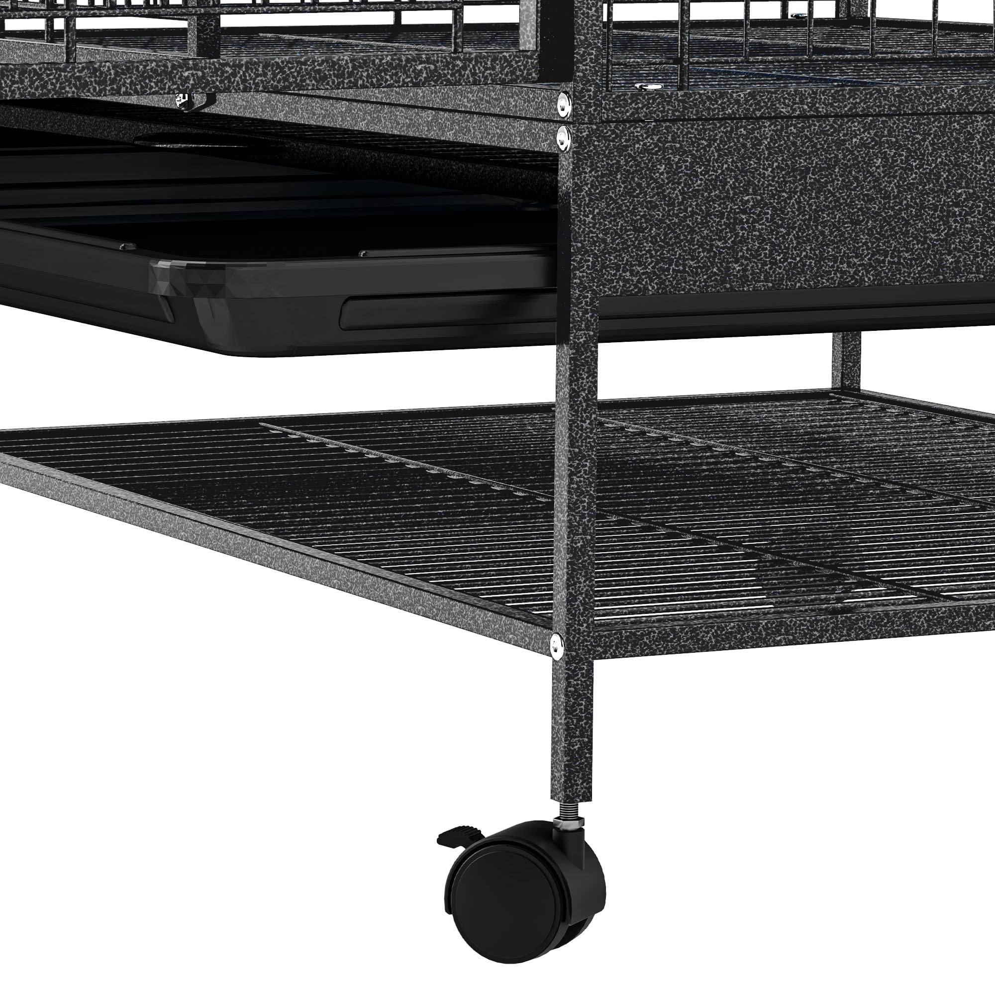 Uforic Small Animal Cage with Platforms & stair,Indoor Metal 2-Tiers Animal Cage for Rabbits, Chinchillas and Hamsters,4 universal 360 °wheels,Black - Image 9