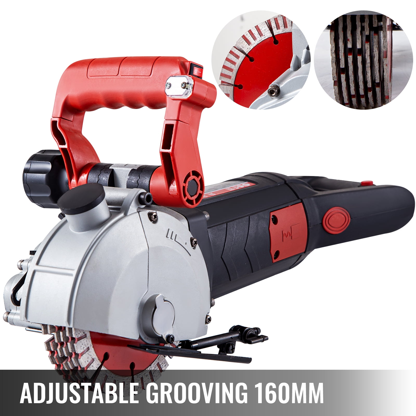 VEVOR 5800W Wall Chaser 38mm/1.5" Cutting Width,Wall Groove Cutting Machine 52mm/2" Cutting Depth,Wall Slotting Machine With 8 Saw Blades 6.3" Diameter 5000r/Min,One-time Forming Dustless - Image 9