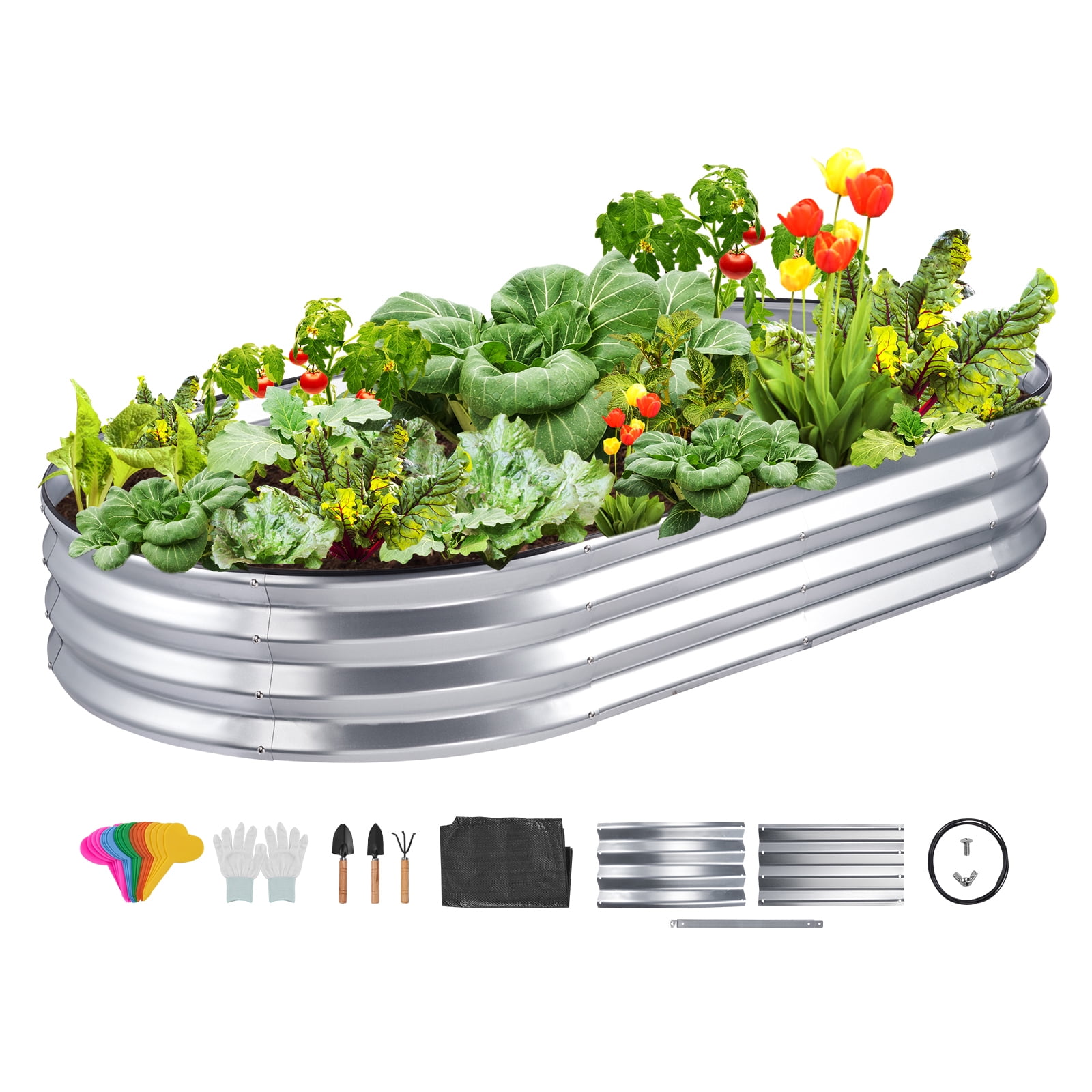KFFKFF Galvanized Raised Garden Bed Planter Box 71.9x36.4x11" Flower Vegetable - Image 5