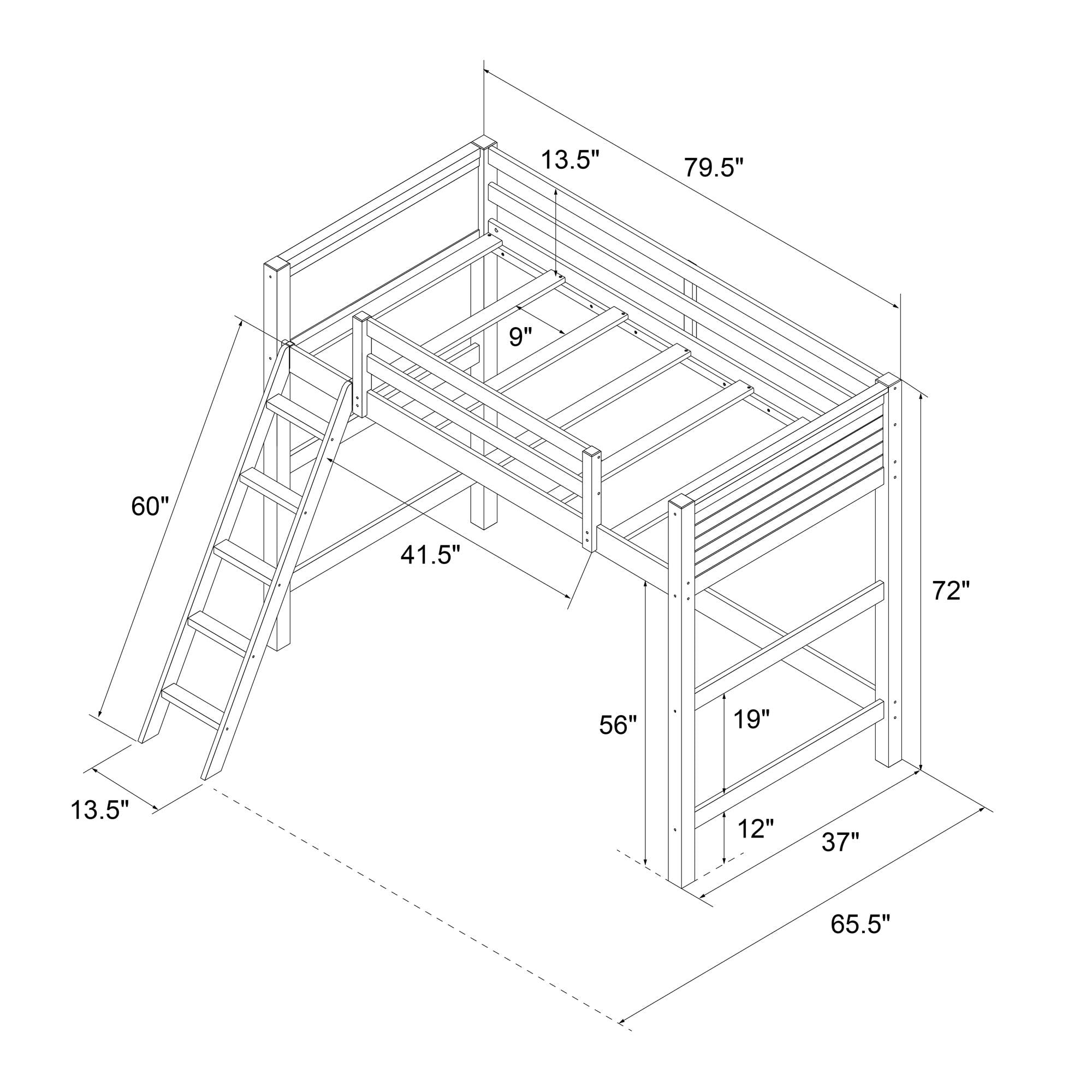 Your Zone Kiarah Twin Loft Bed with Ladder, Black - Image 14