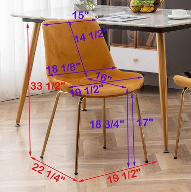 Roundhill Furniture Aufurr Modern Velvet Dining Chairs - Set of 2 - Gold - Image 7