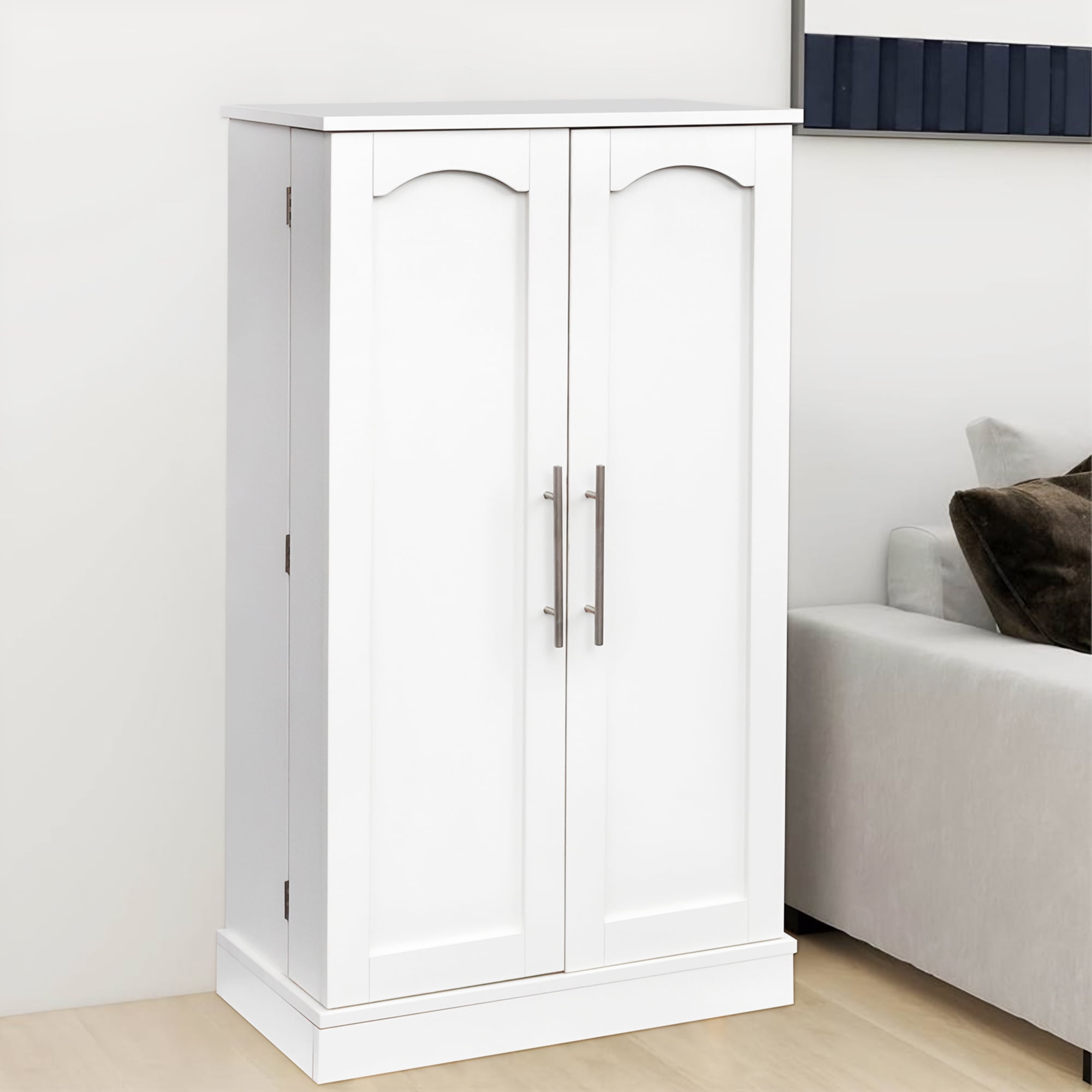 SUGIFT 41" White Kitchen Pantry Storage Freestanding Buffet Cupboards with Doors & Adjustable Shelves Pantry Organizers for Living Room and Dinning Room - Image 7