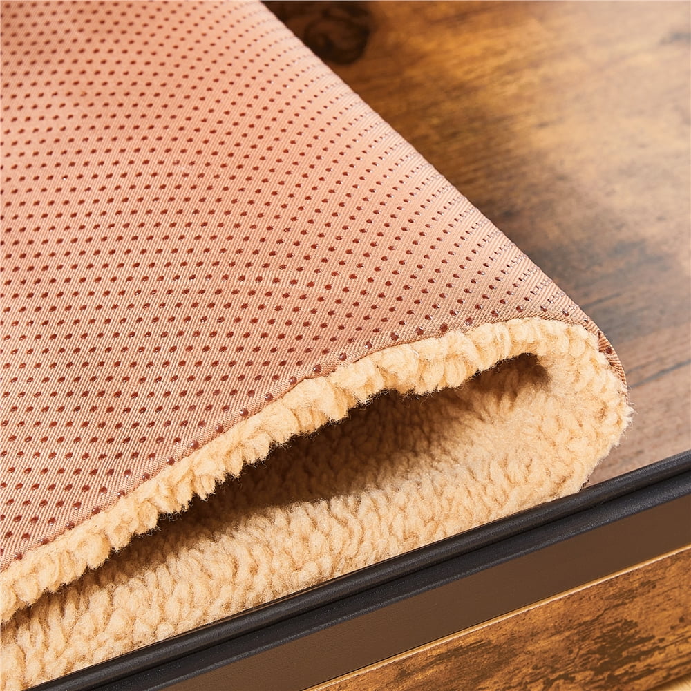 Alden Design 32″ Dog Crate Furniture with Anti-skid Plush Mat for Medium Dog, Rustic Brown - Image 5