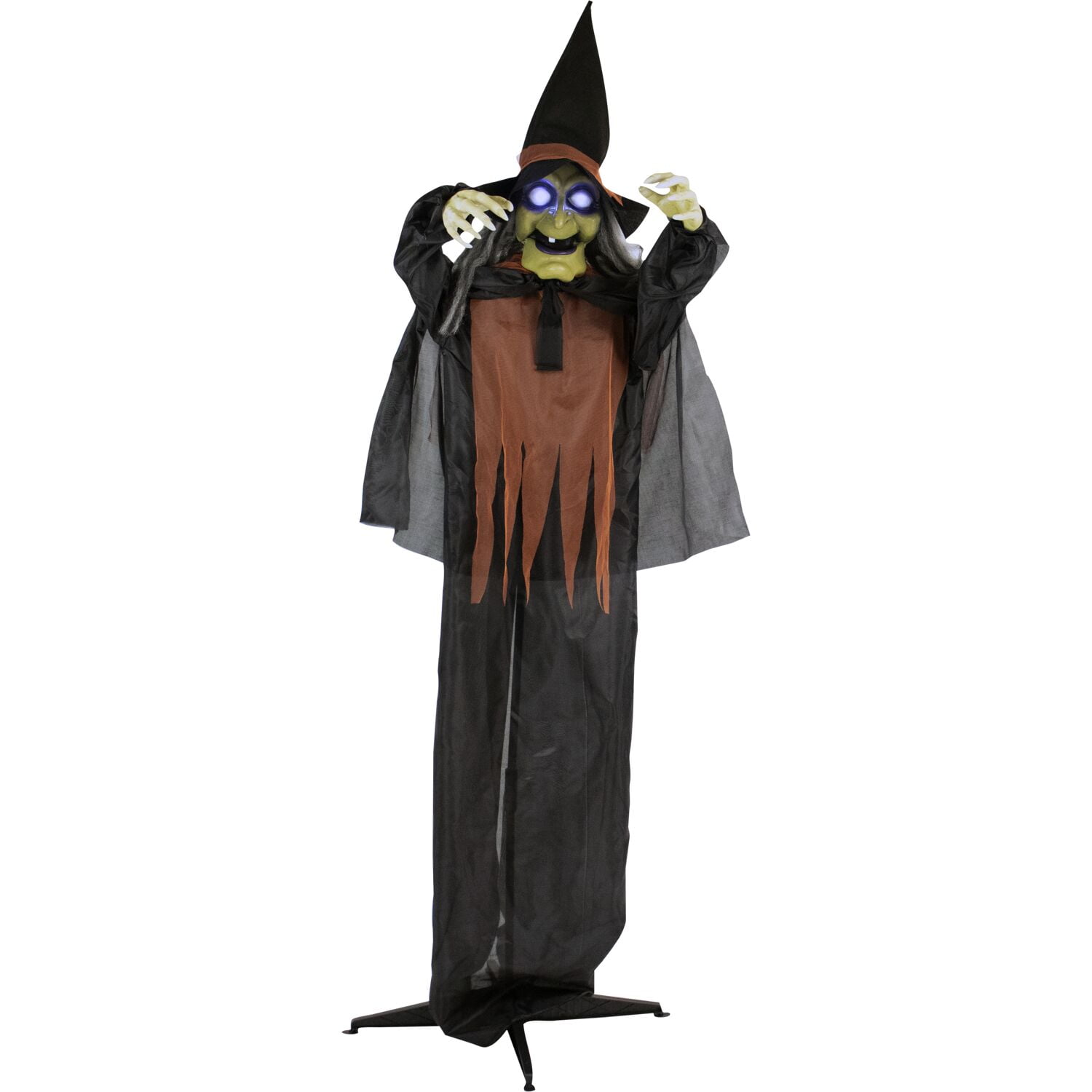 Haunted Hill Farm 5.7 ft Animatronic 3 Witches with Cauldron, Indoor/Covered Outdoor Halloween Decoration with Light-up Eyes, HHWITCH-15FLS - Image 9