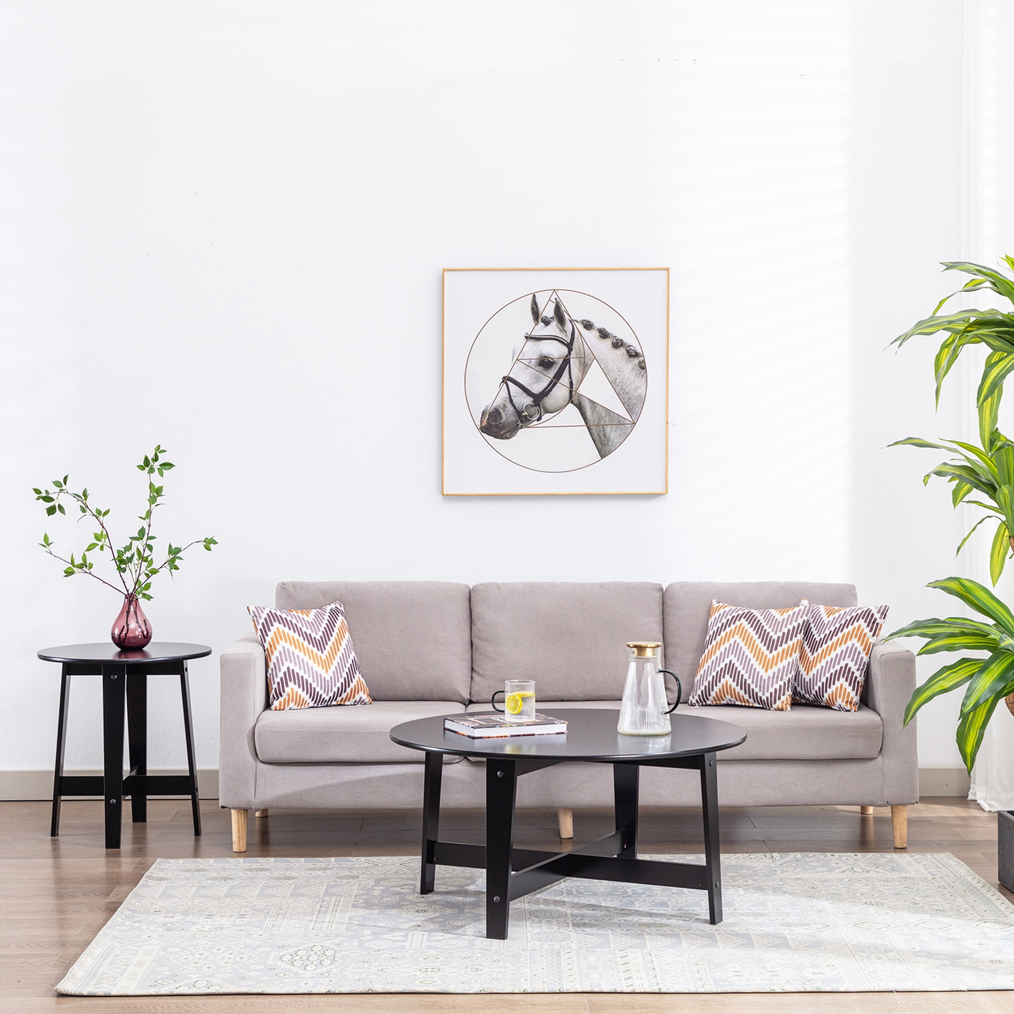 Mainstays Round Wood Coffee Table, Black, 35.98 x 35.98 x 18 - Image 3