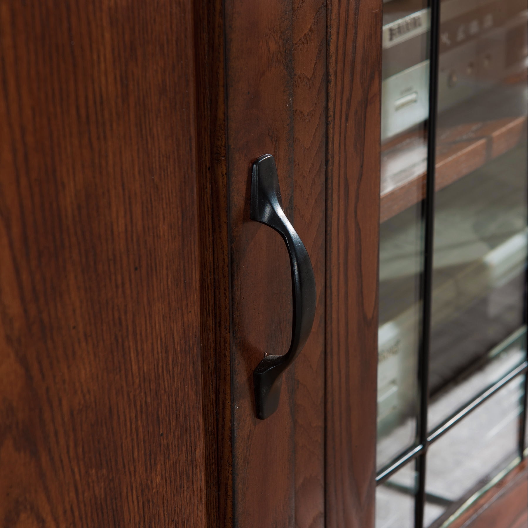 Leick Home Solid Wood and Leaded Glass TV Stand for TVs up to 65", Burnished Oak - Image 13