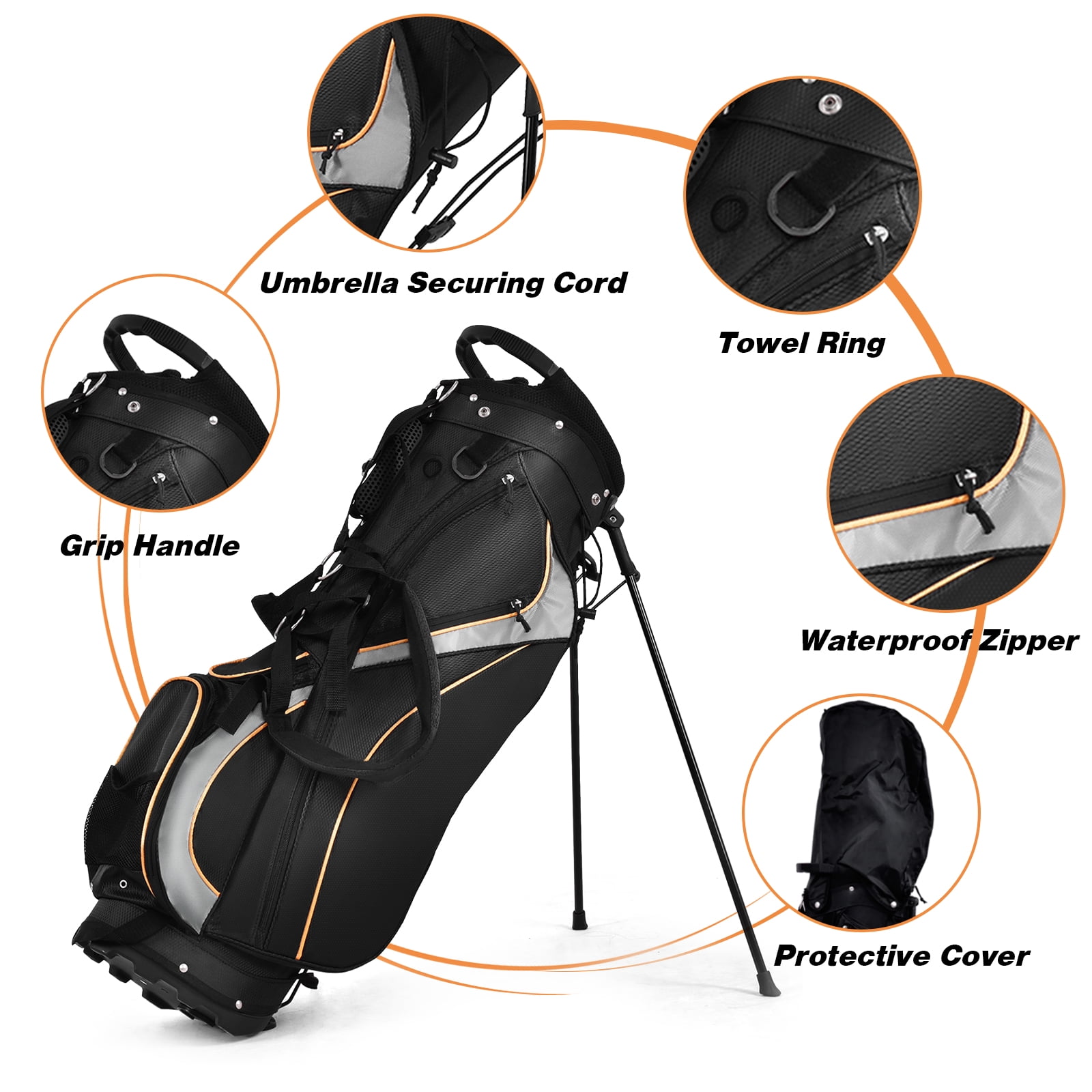 Costway Golf Stand Bag Portable Lightweight Golf Carry Club Bag w/ 8-way Divider - Image 4