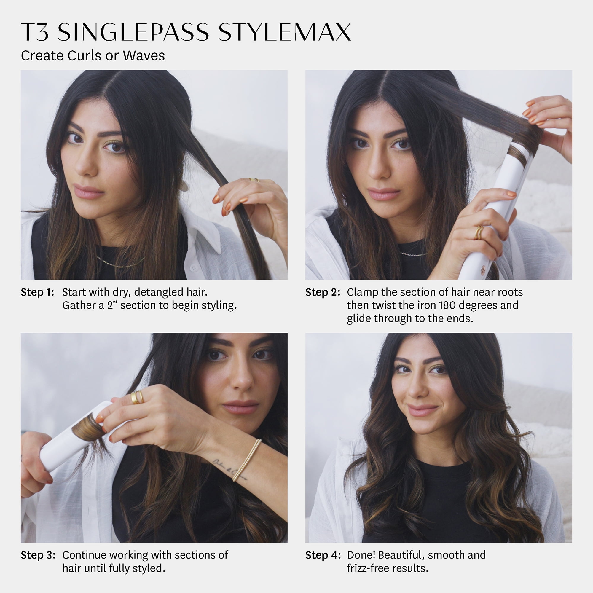 T3 SinglePass StyleMax Professional 1" Ceramic Flat Iron with Custom Heat Automation, 9 Heat Settings, Longer Ceramic Plates, for Straightening, Waving, Curling & Styling - Image 5
