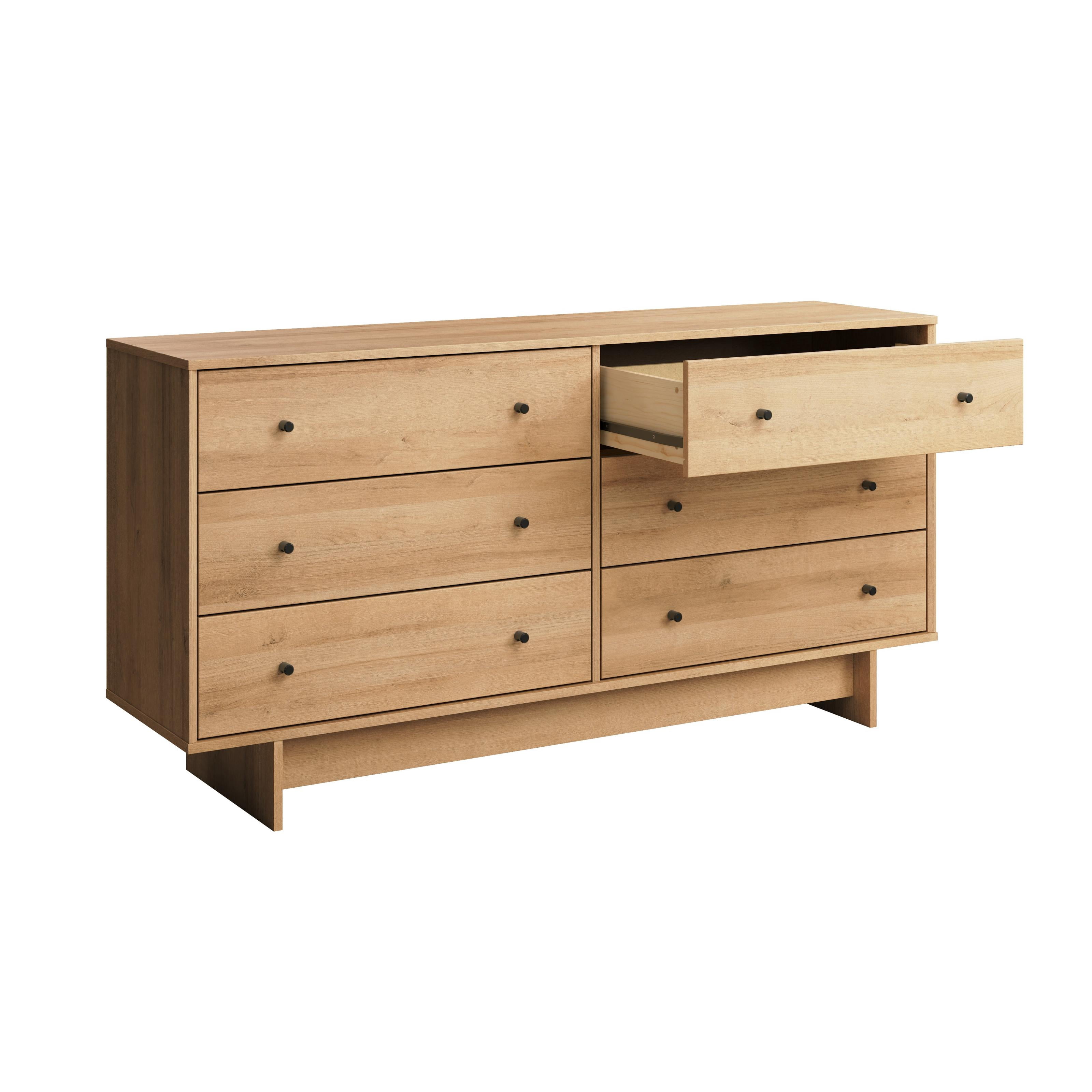 Prepac Finnley 6-Drawer Dresser in Natural Oak, Dresser for Bedroom, Extra-Wide Chest of Drawers with Storage, Modern Clothing Organizer for Home, Bedroom, Living Room, 16" D x 61" W x 31" H - Image 2