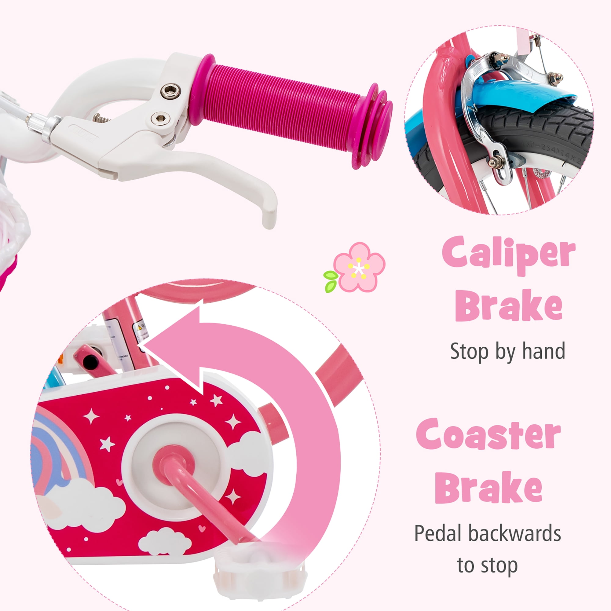 Honeyjoy 18 Inches Kids Bicycle with Training Wheels & Basket for Boys & Girls Age 5-9 Years - Image 4