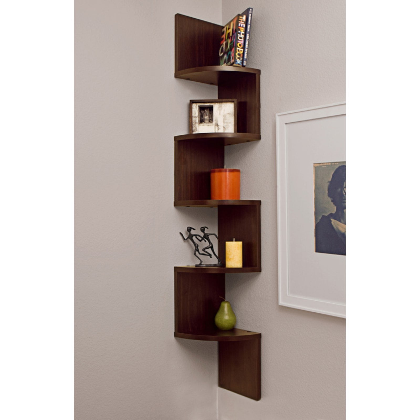 Danya B. Beech Large Laminate Veneer Corner Wall Mount Shelf - Image 3