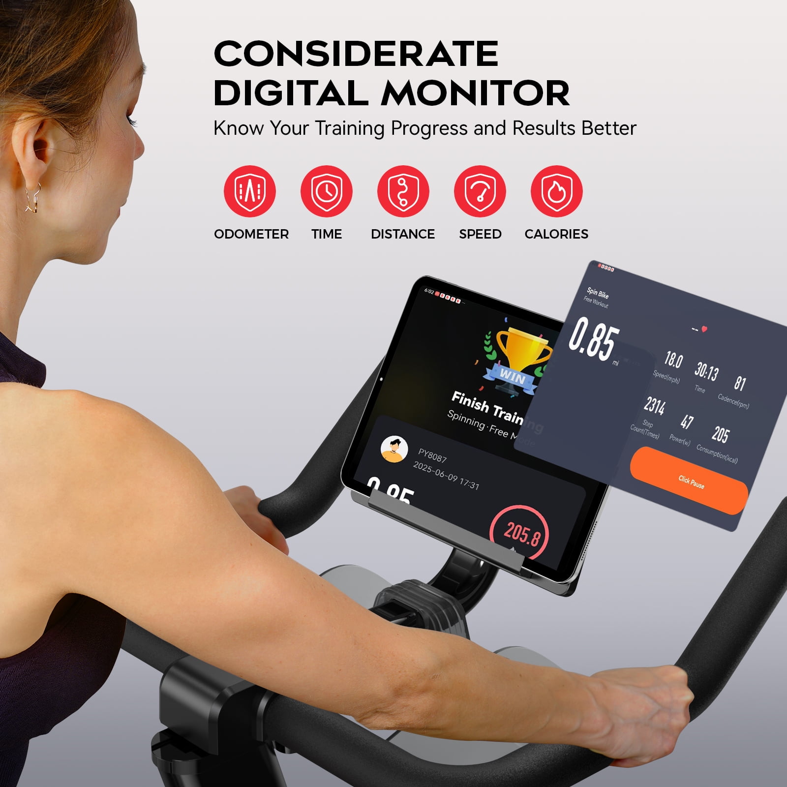 TOSSFD Magnetic Exercise Bike for Home Gym - 40 lbs Flywheel, 380 lbs Weight Capacity, Commercial Grade Indoor Cycling Bike, Stationary Bike with LCD Monitor & APP - Image 6