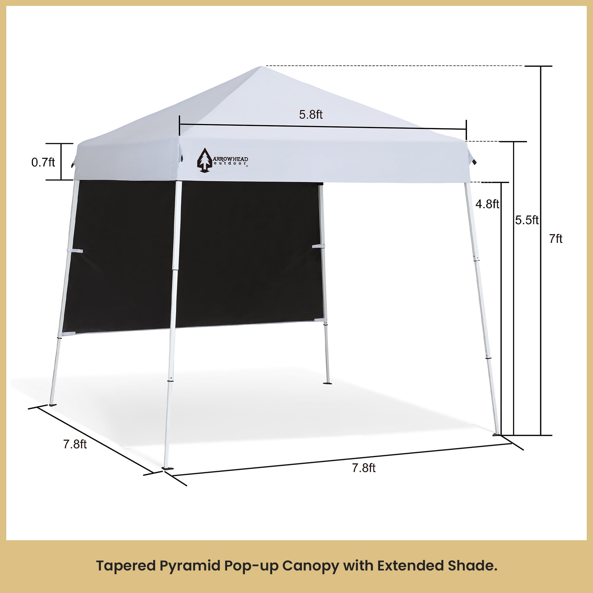 ARROWHEAD OUTDOOR Backpack Pop-up Canopy with Sunwall, Sand Bags, Guide Ropes, Ground Stakes, 6'x6' / 8'x8' Top to Bottom - White - Image 8