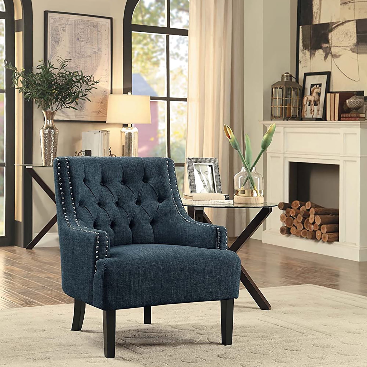 Lexicon Charisma Upholstered Accent Chair in Indigo - Image 3