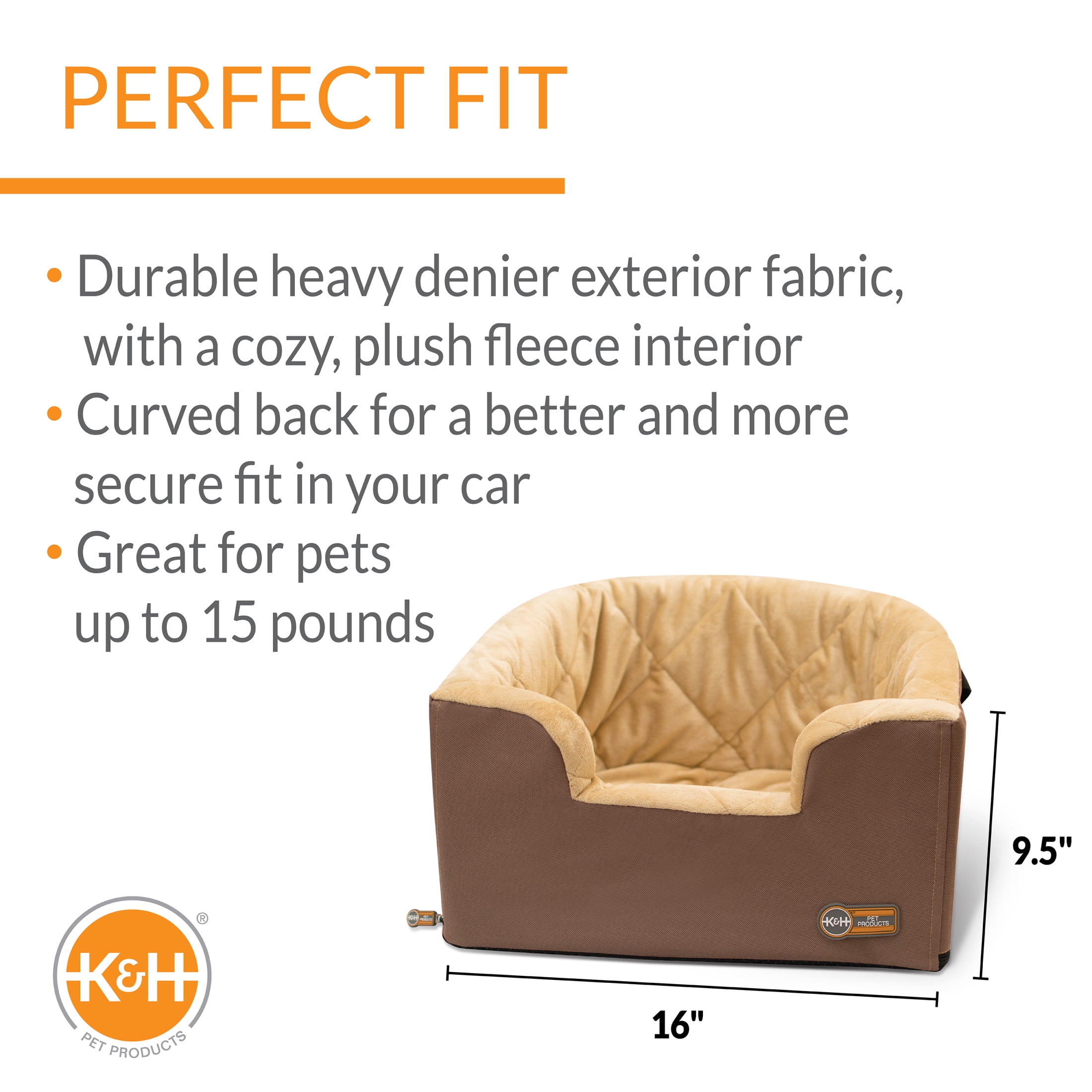 K&H Pet Products Hangin' Bucket Booster Toy Breed Dog Car Seat Tan 16 X 14.5 Inches - Image 9