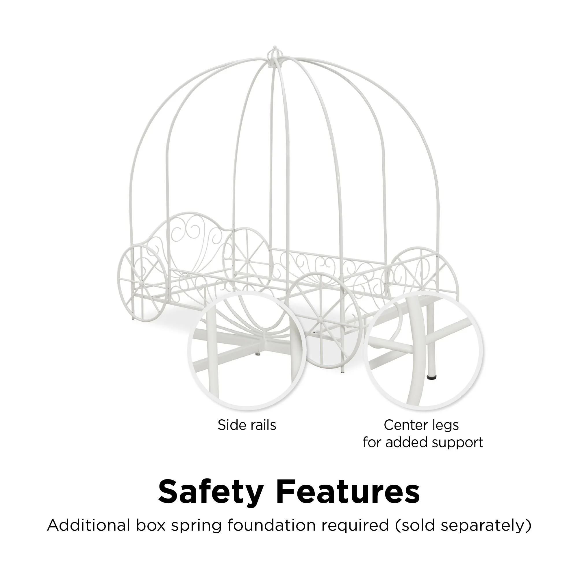 DHP Carriage White Metal Bed, Twin - Image 8