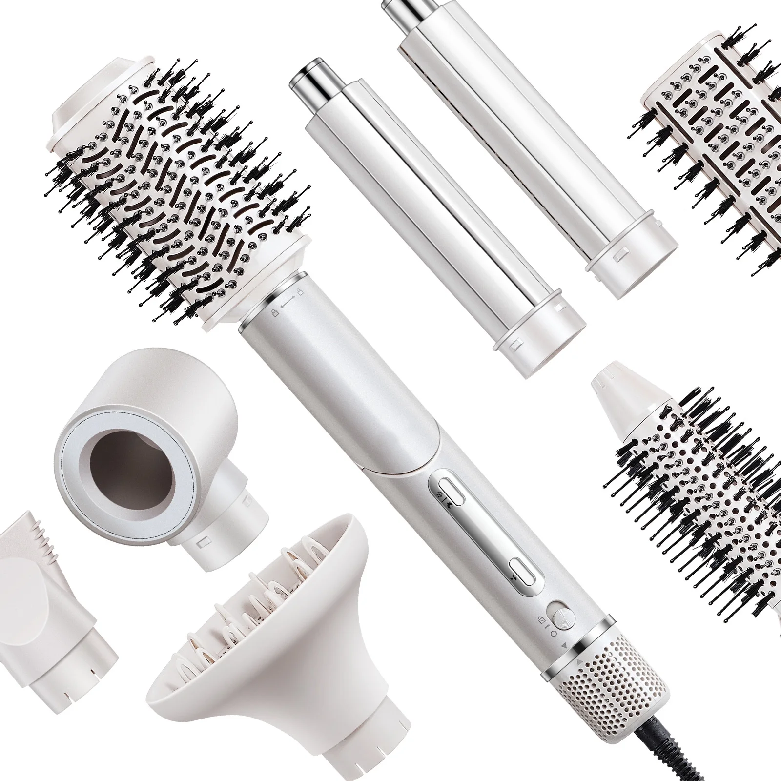 KFFKFF Hair Styling Dryer Brush, Versatile 7-in-1 Professional Styler, 110,000RPM Rapid Hot Air Styler with 2 Auto-Wrap Curling Tools, Trio of Brushes & 3 Nozzles, Ionic Hair Dryer for Quick Drying - Image 9