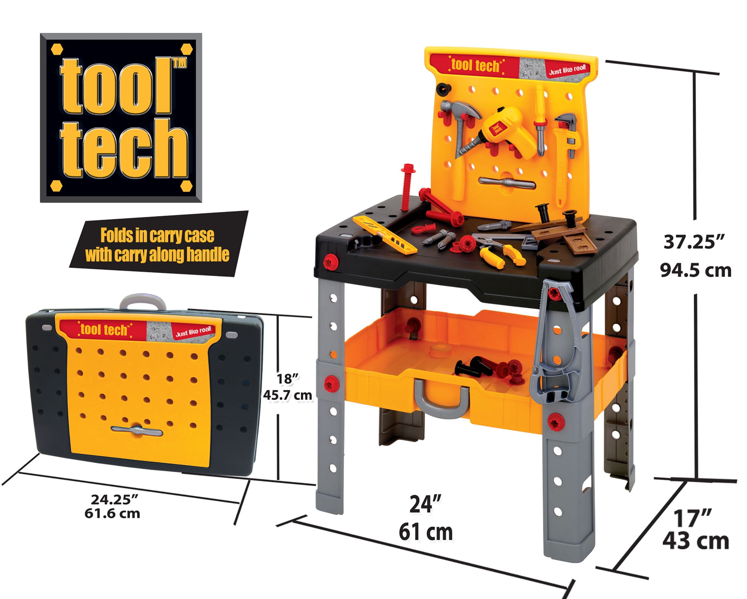 Red Box Tool Tech Take Along Work Bench Set with 50+ Pieces, Folds up, Children 3+ Years - Image 2
