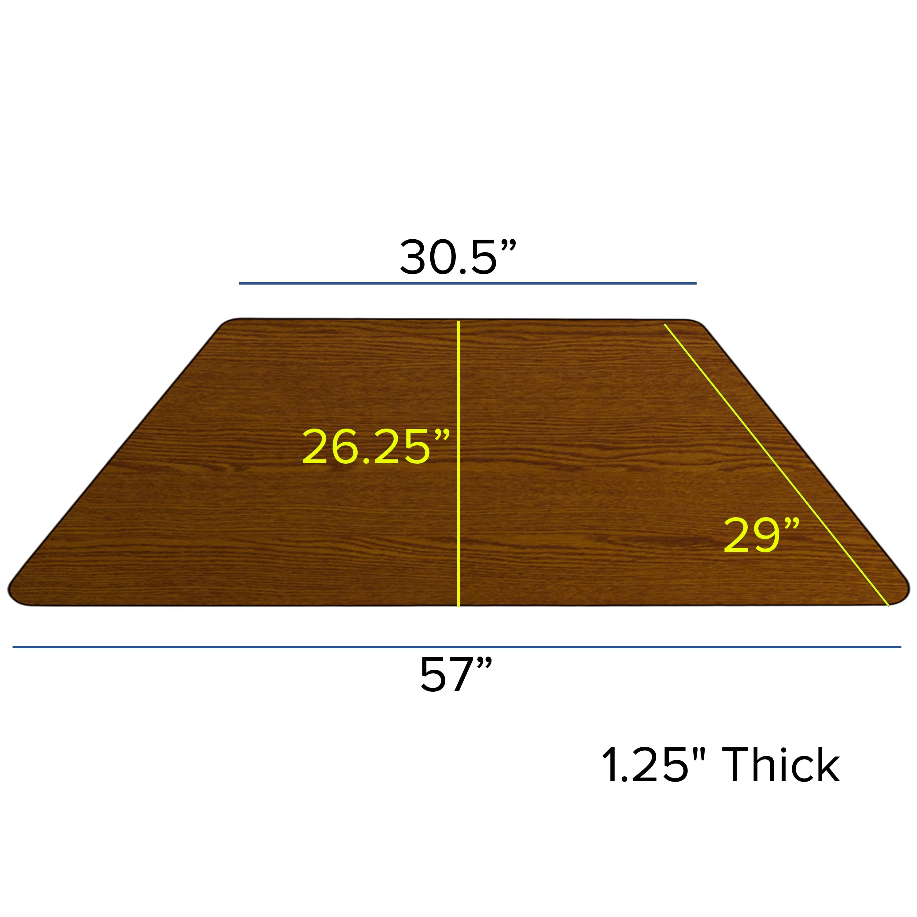 Flash Furniture Wren 29''W x 57''L Trapezoid Oak Thermal Laminate Activity Table - Height Adjustable Short Legs - Image 4