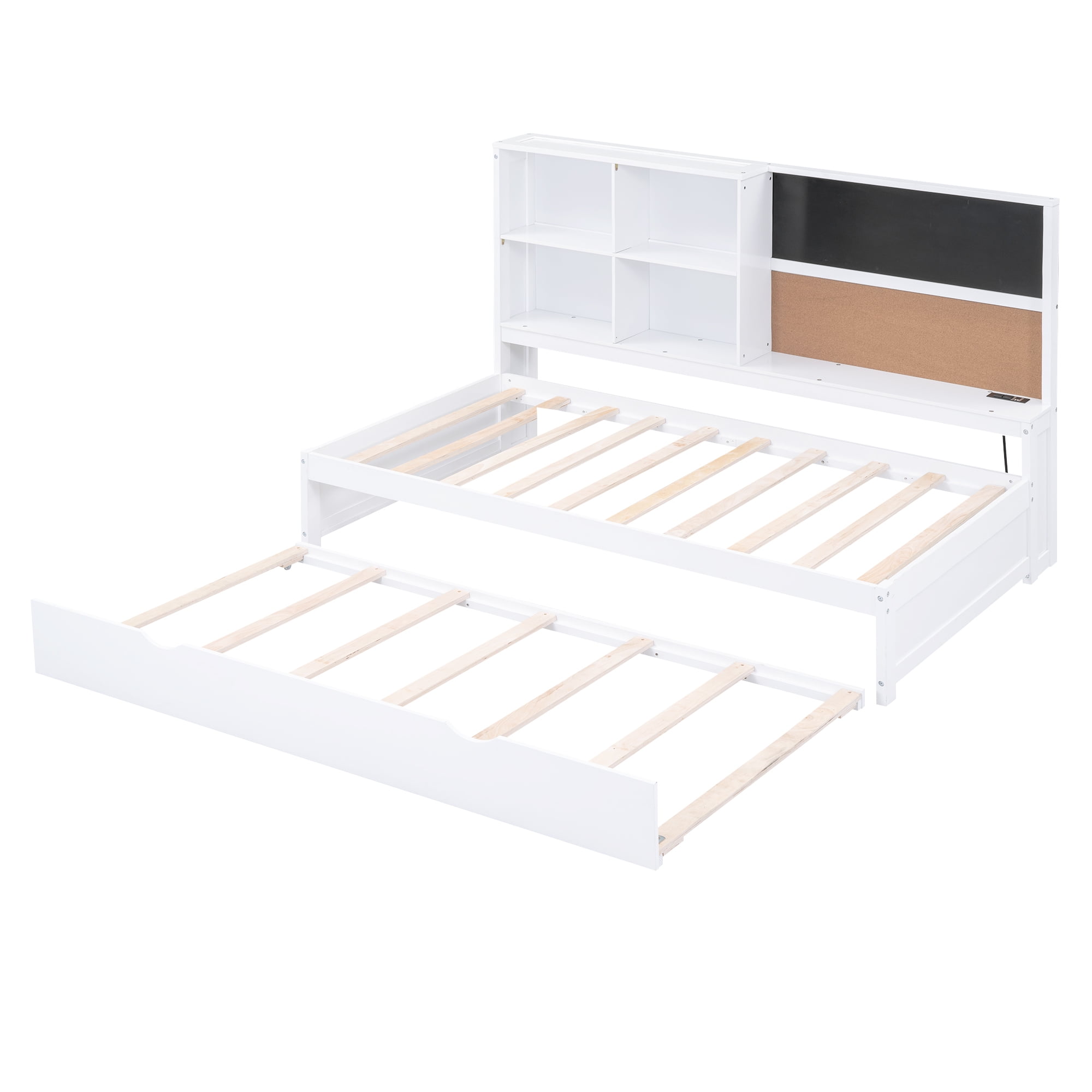 Euroco Wood Twin Size Daybed,Captain Bed with Blackboard,Cork Board,USB Charging - Image 7