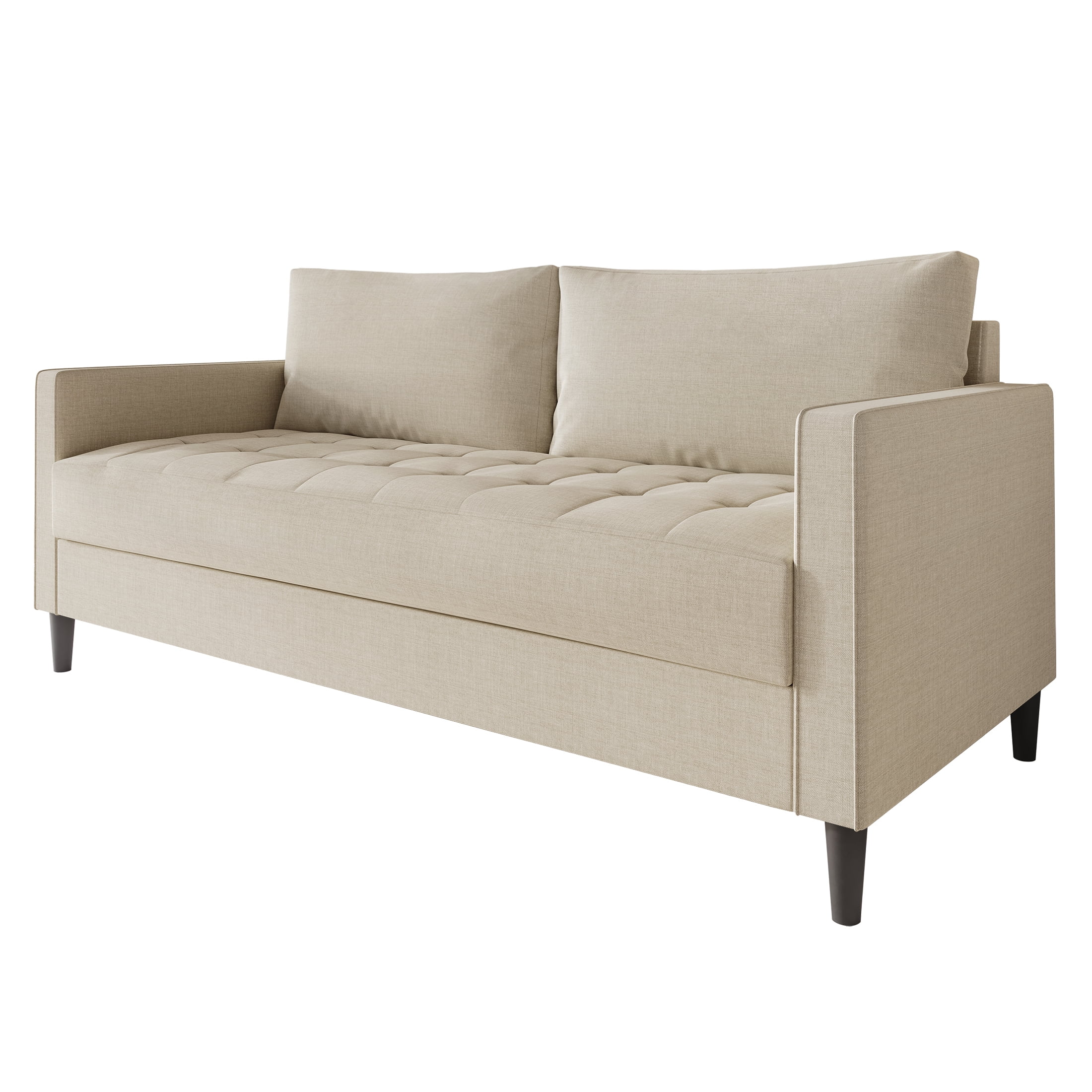 Castle Place Classic Linen Upholstered Sofa, Beige - Image 4