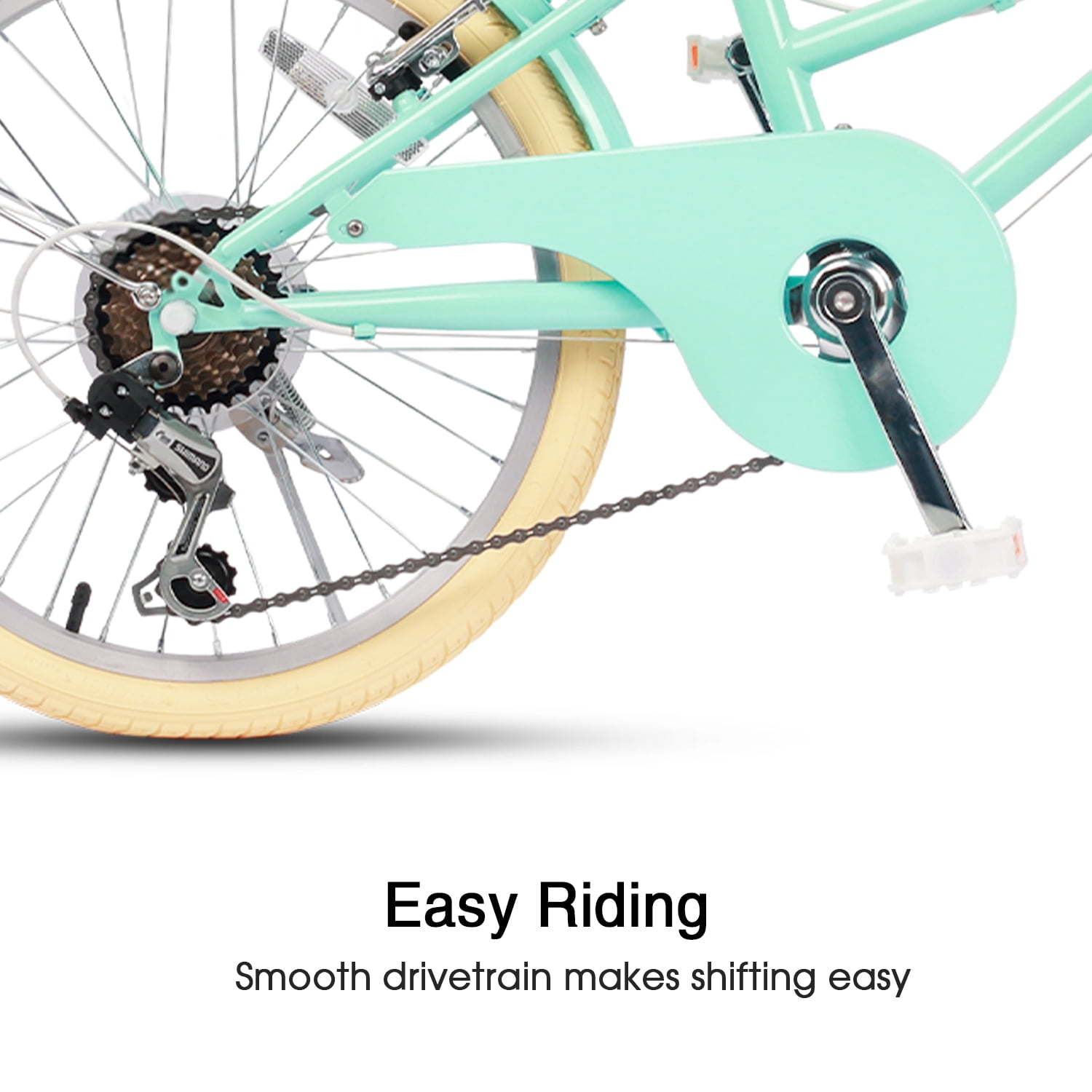 Glerc Missy 20" Girl Bicycle for Youth Over 6 Years Old Kids, Teenager with Wicker Basket, Mint Green - Image 4