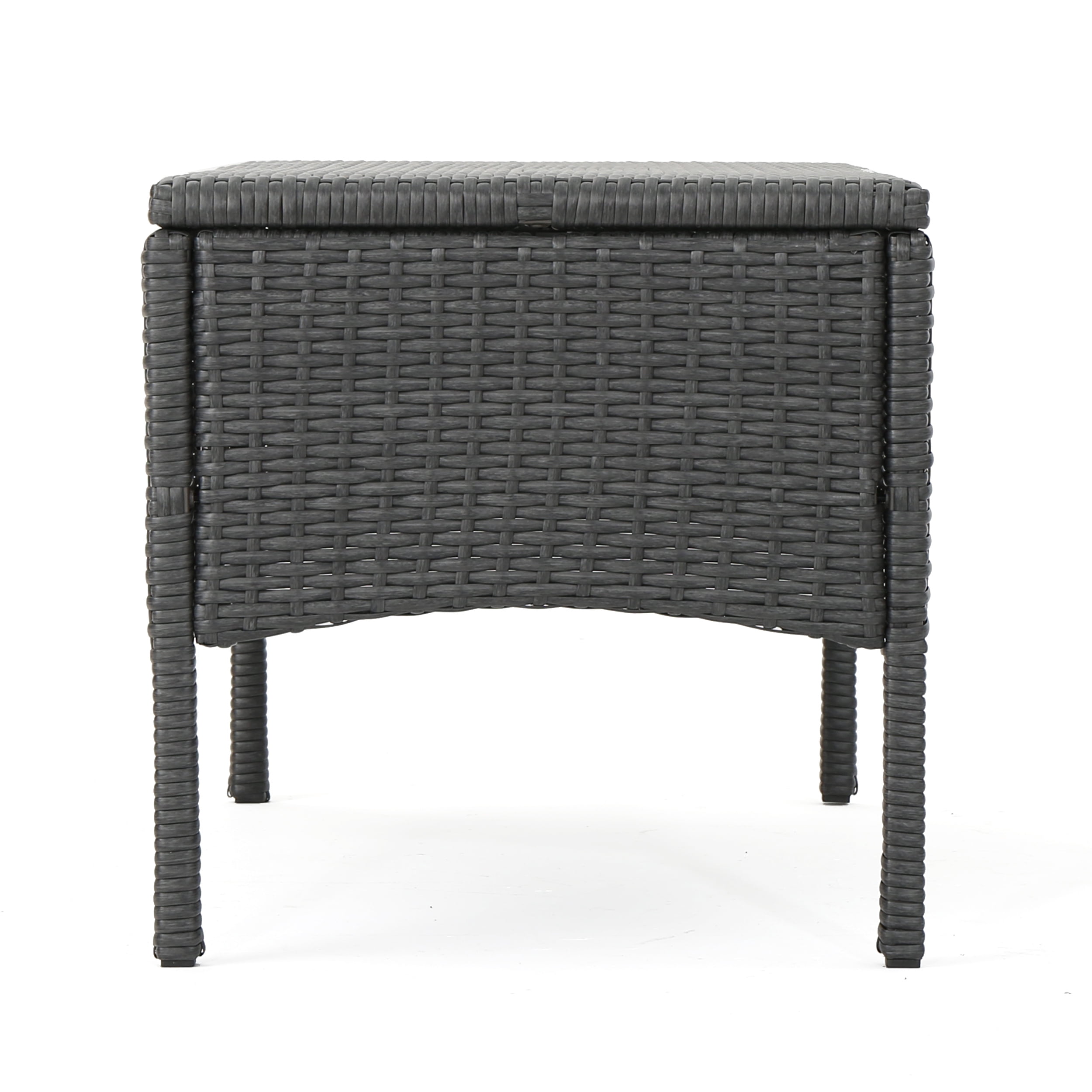 Zanoah Outdoor 4 Piece Wicker Chat Set with Water Resistant Cushions, Grey, Silver - Image 4