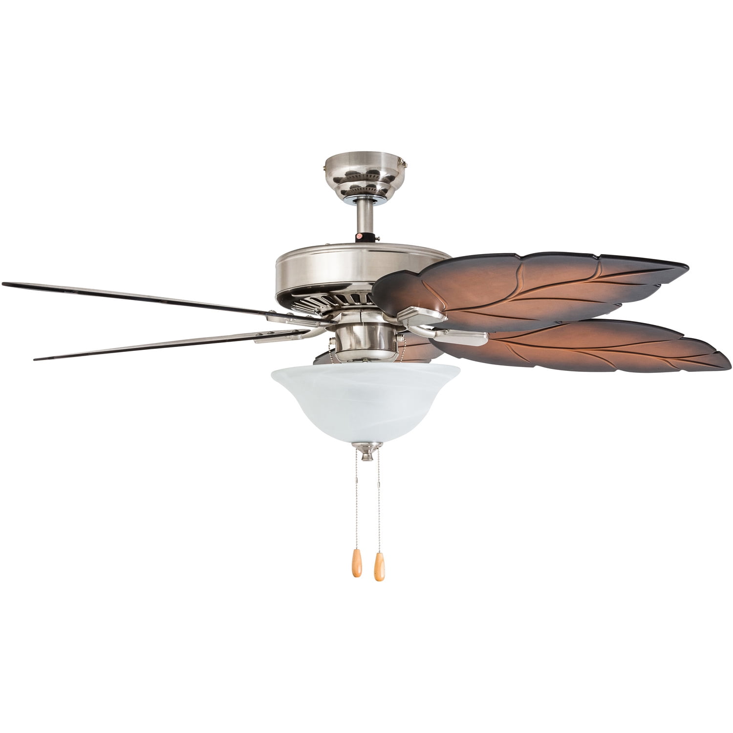 Prominence Home 50665-35 Bradenton Tropical 52-Inch Brushed Nickel Indoor Ceiling Fan, LED Bowl Light with Mocha Blades - Image 2