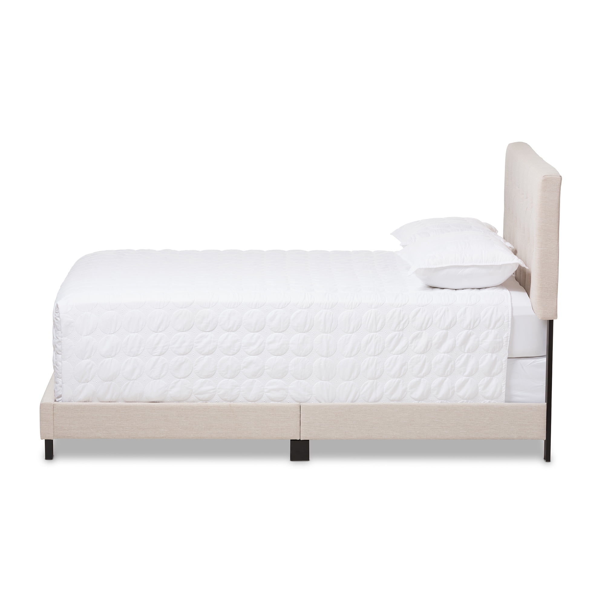 Baxton Studio Cassandra Modern and Contemporary Light Beige Fabric Upholstered King Size Bed - Image 2