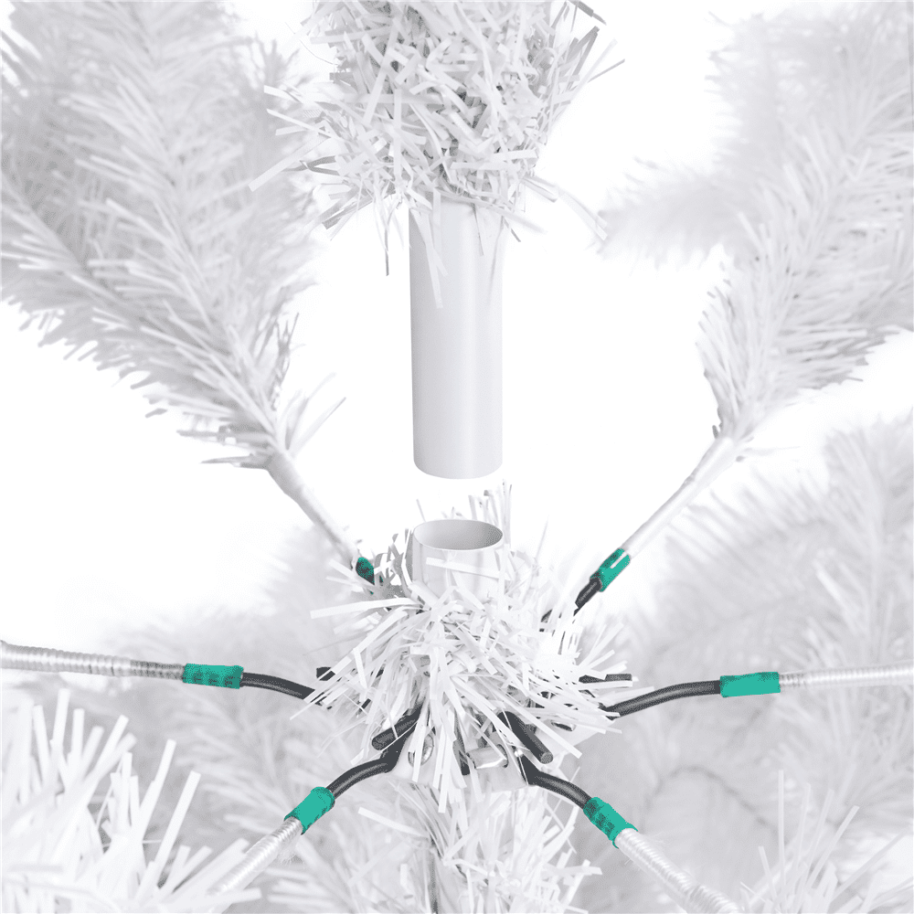 Alden Design White Hinged Spruce Artificial Christmas Tree, with Foldable Stand 6' - Image 8