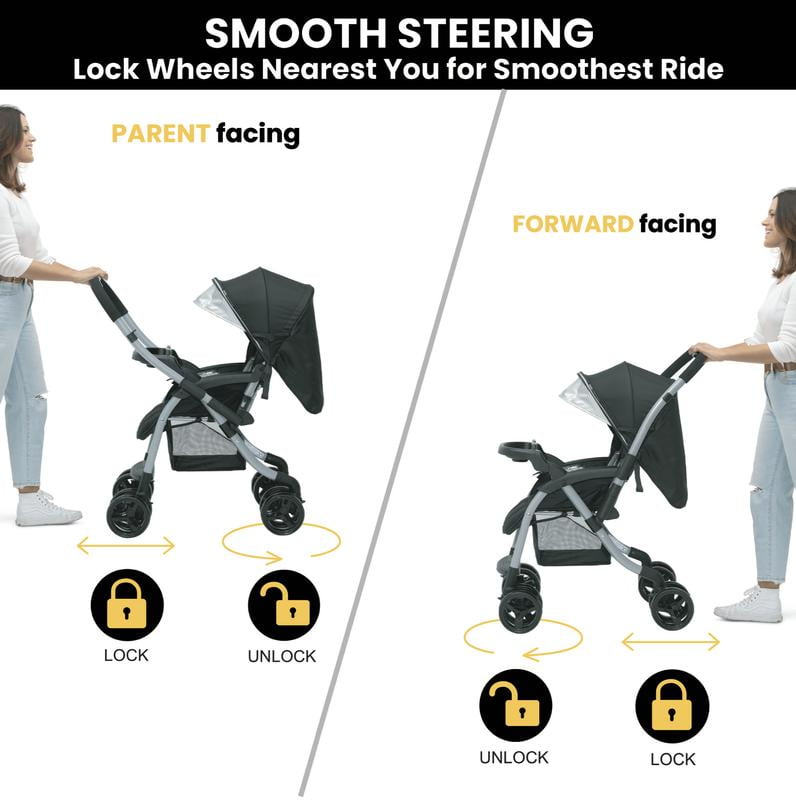 Jeep TurboGlyde Reversible Handle Stroller by Delta Children, Black - Image 14