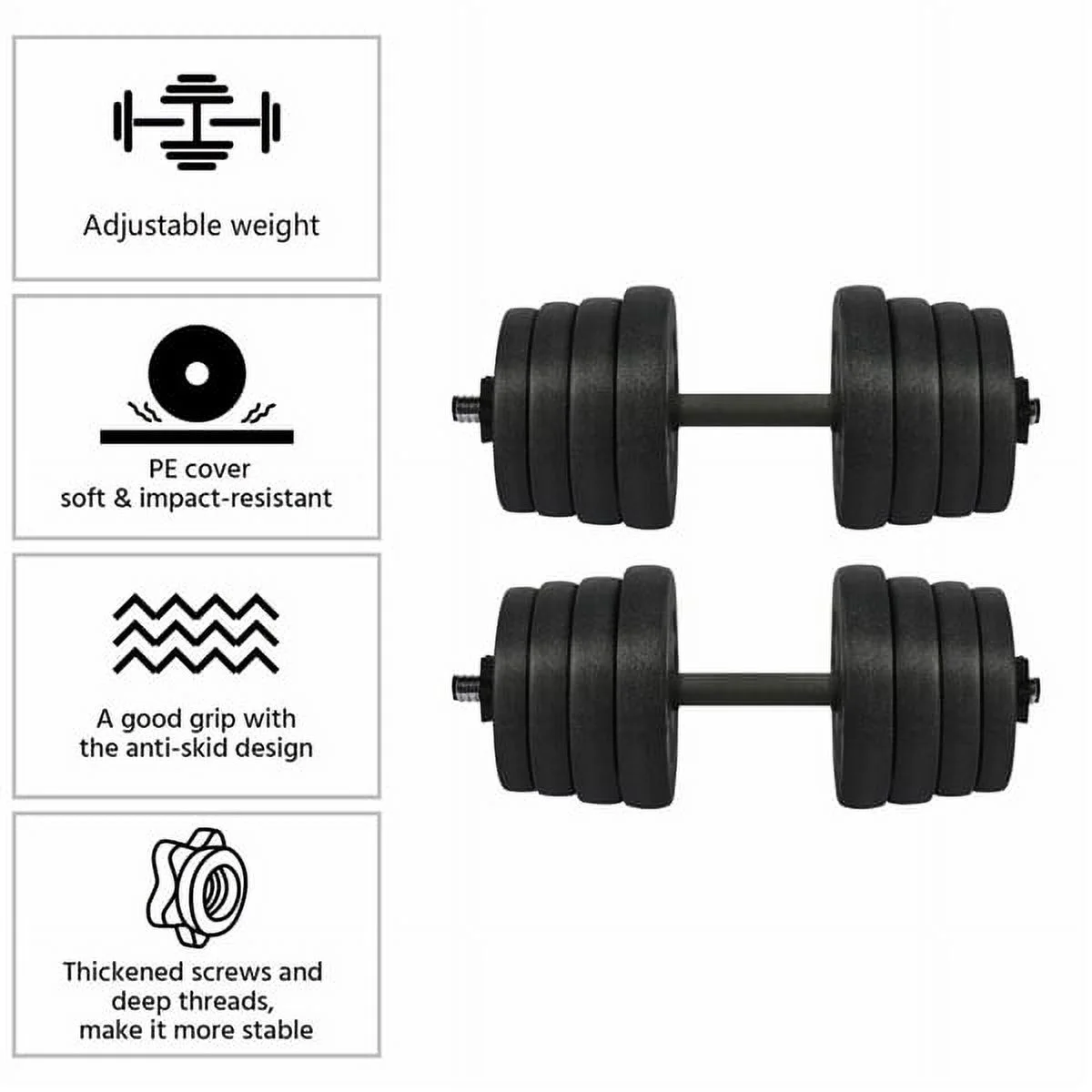 Alden Design 66 lb. Adjustable Dumbbells for Weight Training, Black - Image 11