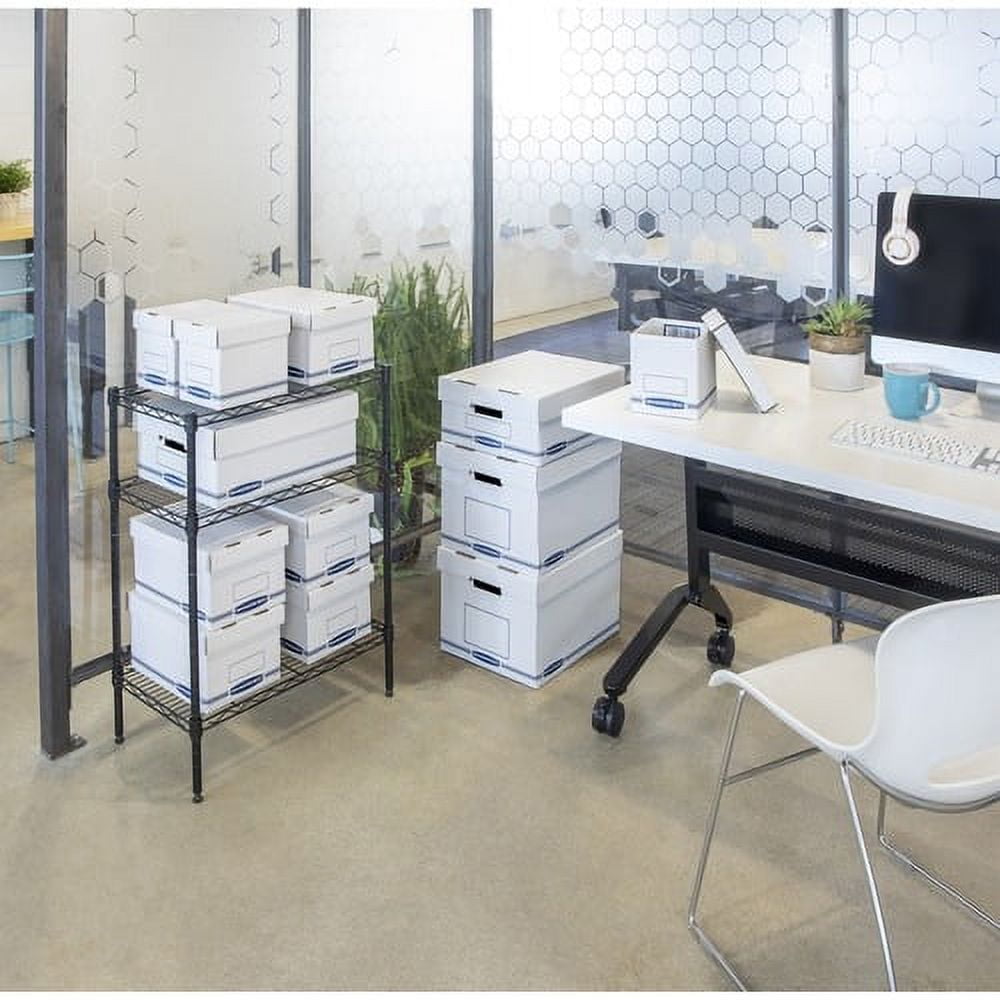 Bankers Box Organizers Storage Boxes External Dimensions: 12.8" Width x 16.5" Depth x 10.5" Height - Medium Duty - Single/Double Wall - Stackable - White, Blue - For Storage - Recycled - 12 / Carton - Image 5