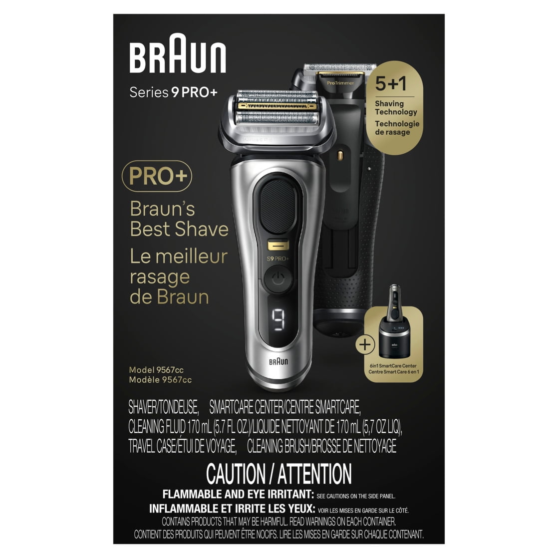 Braun Series 9 PRO+ Electric Shaver, 6in1 SmartCare Center & Travel Case, 9567cc Silver - Image 6