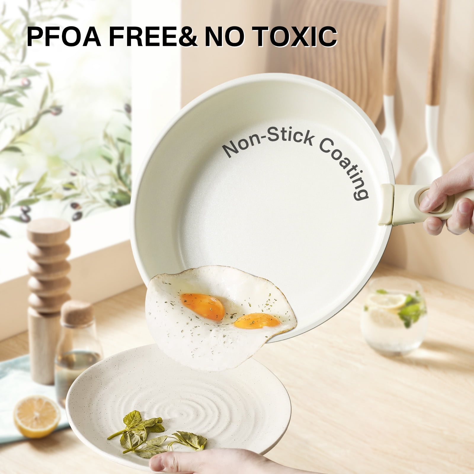 Innerwell 7pcs Nonstick Pots and Pans Set Cookware Detachable Handle Kitchen Set Removable Handle - Image 5