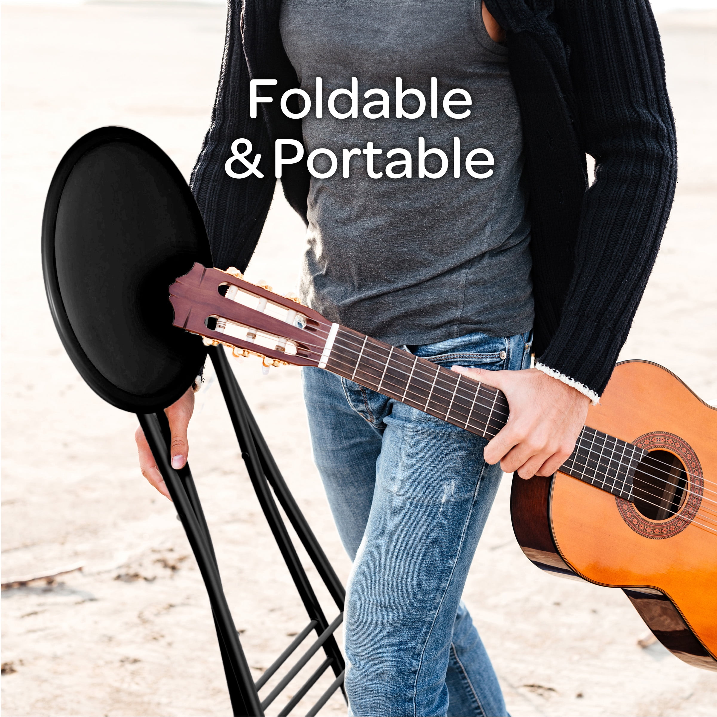 Lavish Home Backless 18-Inch Folding Stool with 225lb Capacity (Black) - Image 5