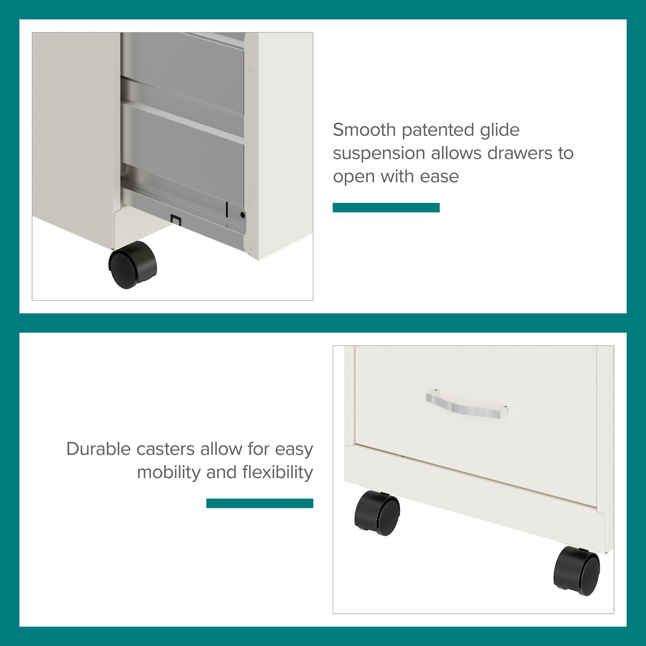 Space Solutions 18" Deep 2 Drawer Mobile Letter Width Vertical File Cabinet, White - Image 13