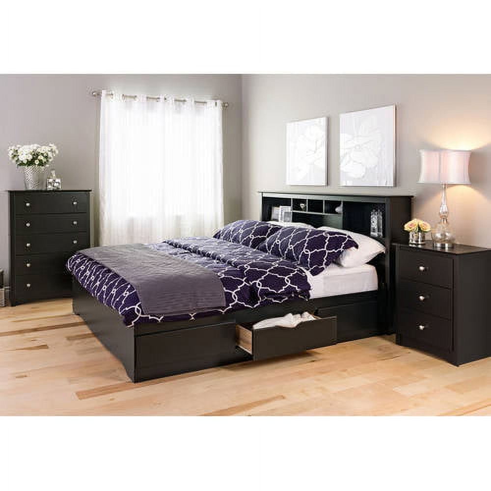 Prepac Sonoma 3-Drawer Tall Bedroom Nightstand, Black - Image 4