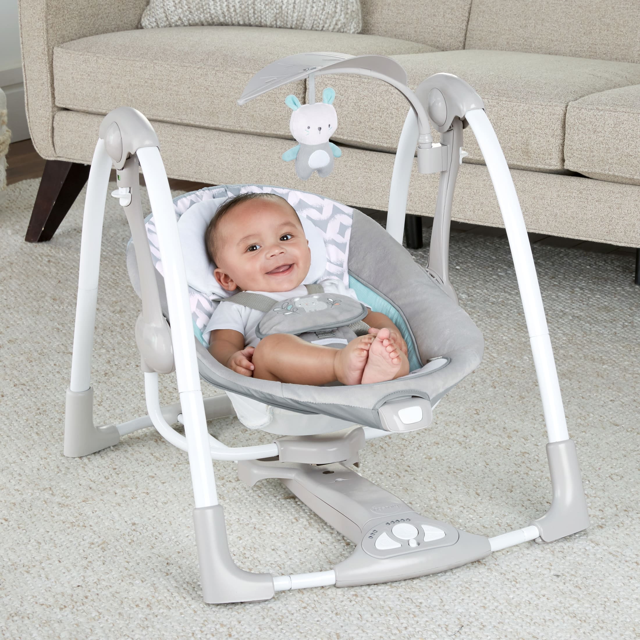 Ingenuity 2-in-1 Portable Baby Swing & Infant Seat with Vibrations, Ages 0-9 Months, Unisex, Raylan - Image 10