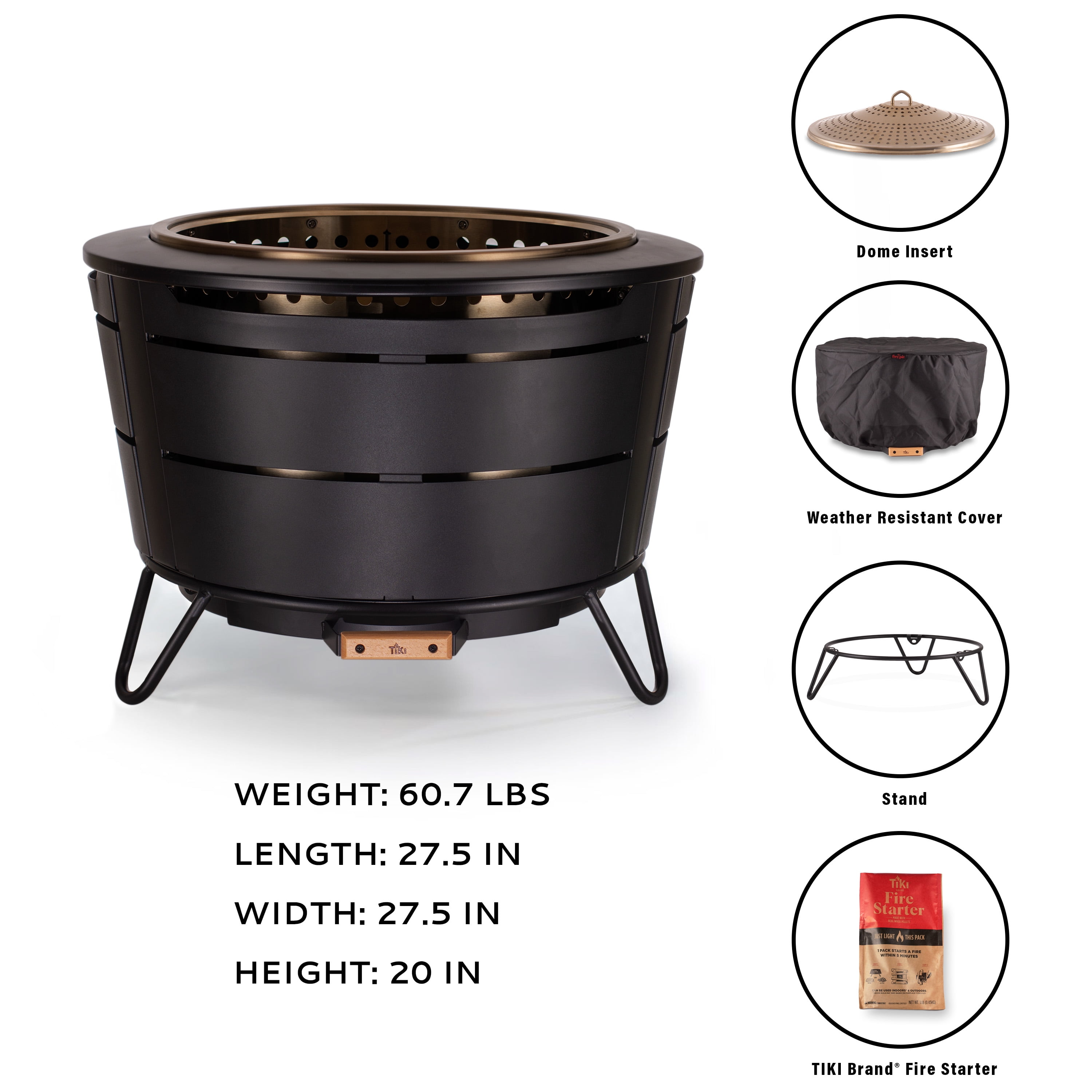 TIKI Reunion Smokeless Fire Pit – 27.5" Stainless Steel Wood Burning Fireplace for Yard, Patio & Camping, Large Outdoor Firepit with Weather-Resistant Cover, Ash Pan & Starter Pack - Image 5