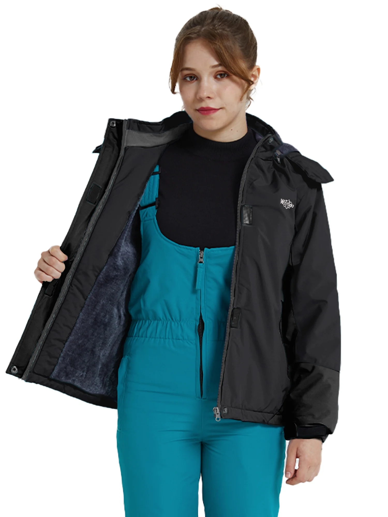 Wantdo Girl's Hooded Skiing Jackets Kid's Waterproof Raincoats Rose Red Size 8 - Image 3