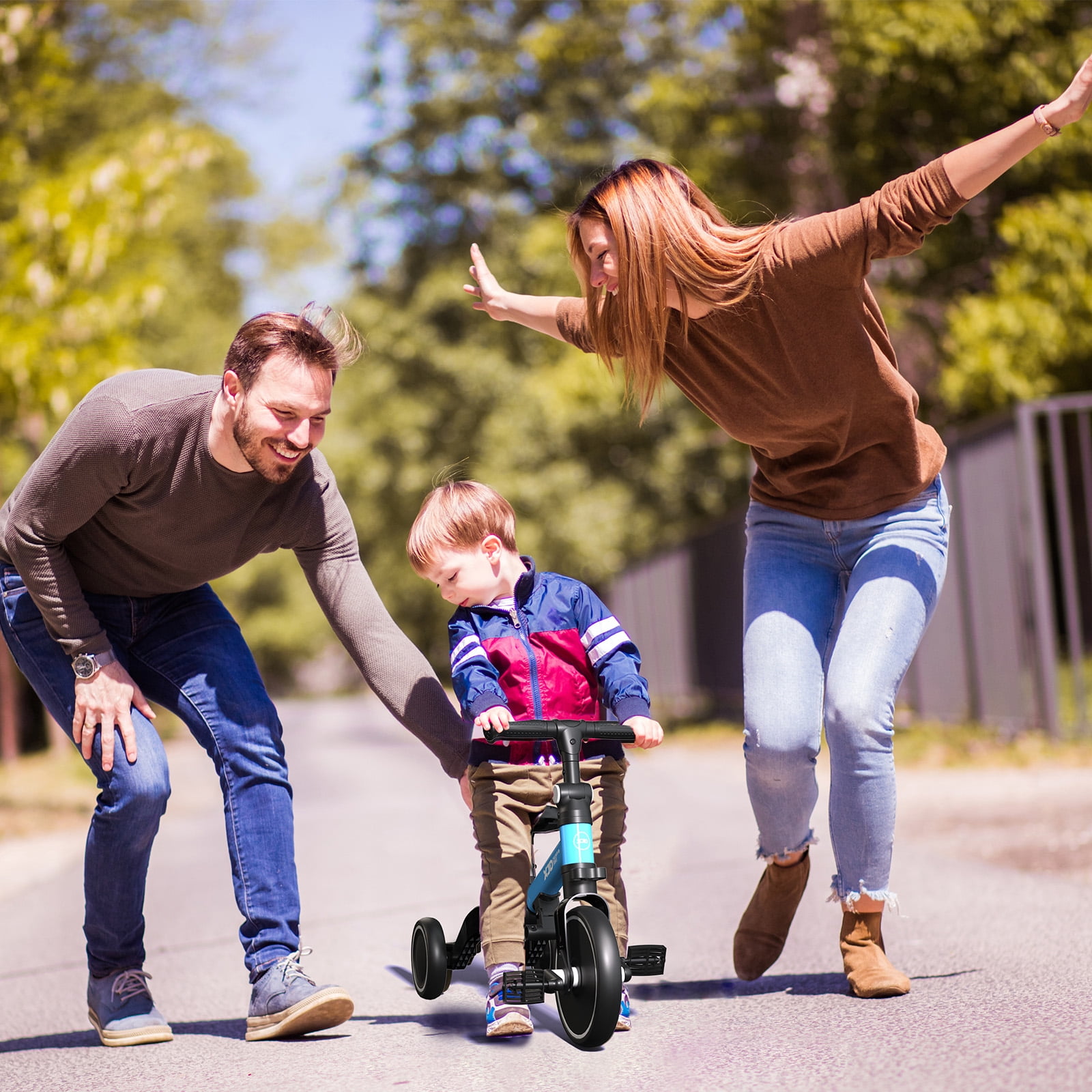 XJD 7-in-1 Toddler Bike with Push Handle for 1 Year to 4 Years Old Kids, Toddler Tricycle Kids Trikes Tricycle, Gift & Toys for Boy & Girl, Balance Training, Removable Pedals,Blue - Image 6