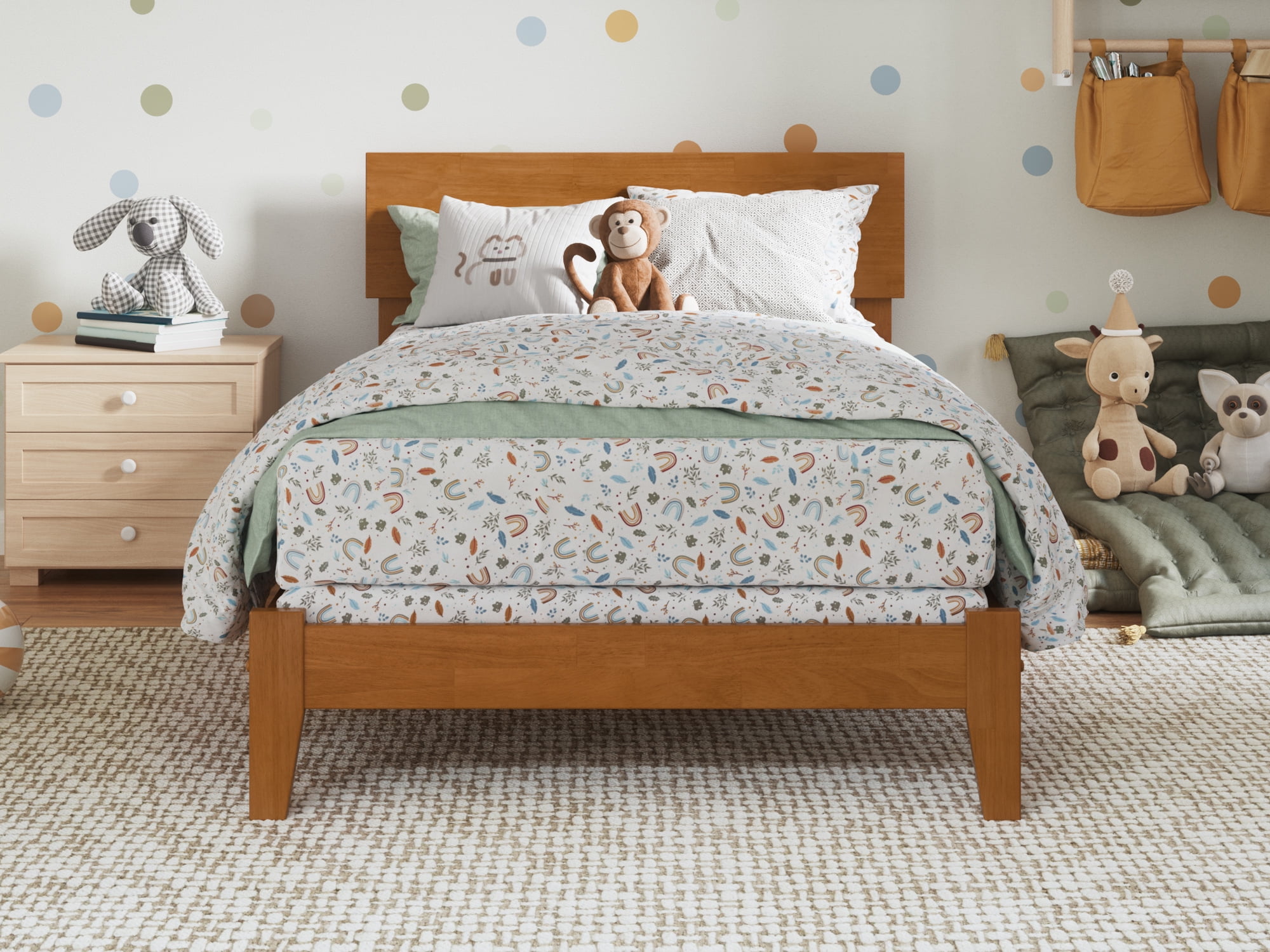 AFI Orlando Twin Solid Wood Foundation Bed, Light Toffee - Image 5