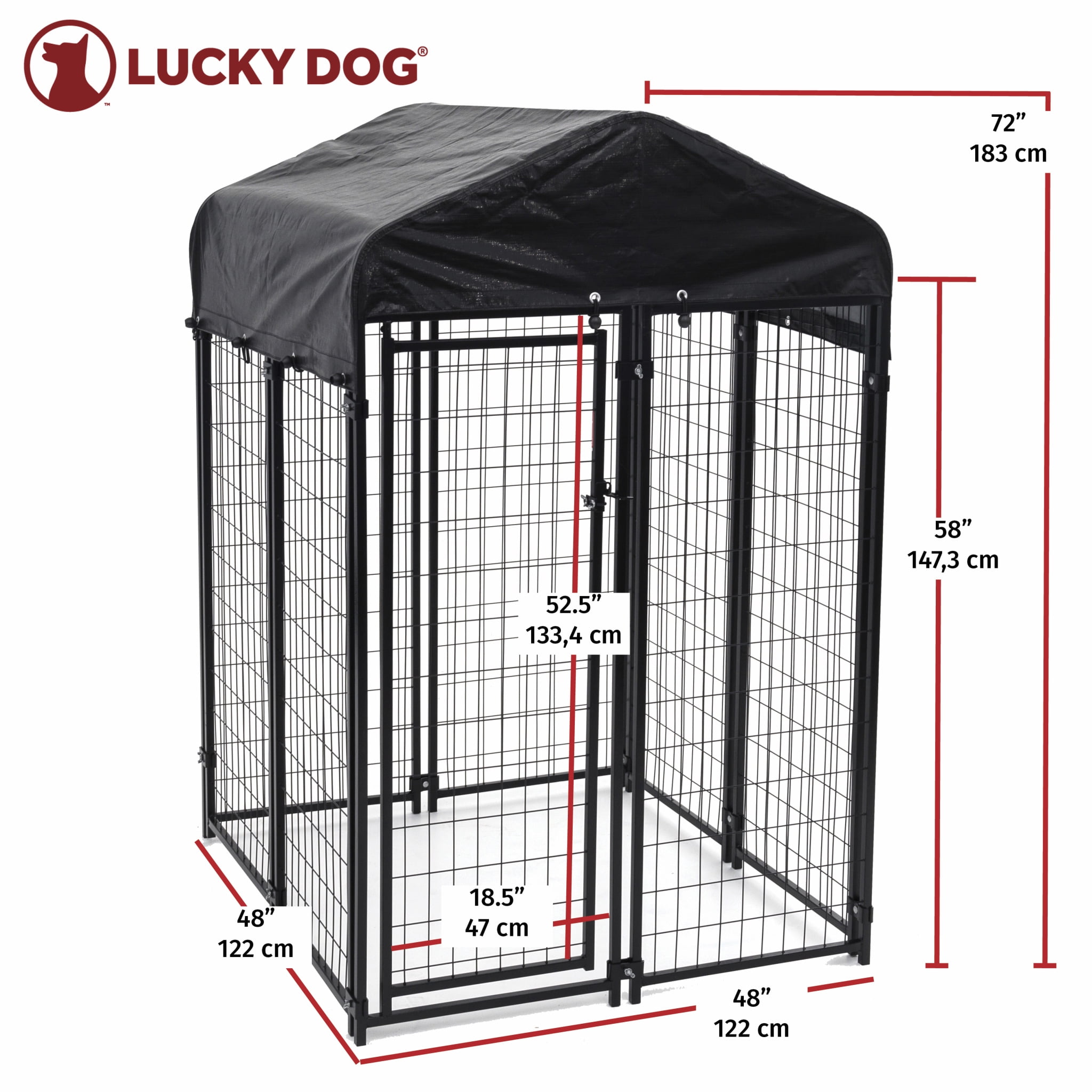 Lucky Dog Uptown Welded Wire Dog Kennel w/ Cover, 6'H x 4'W x 4'L - Image 5