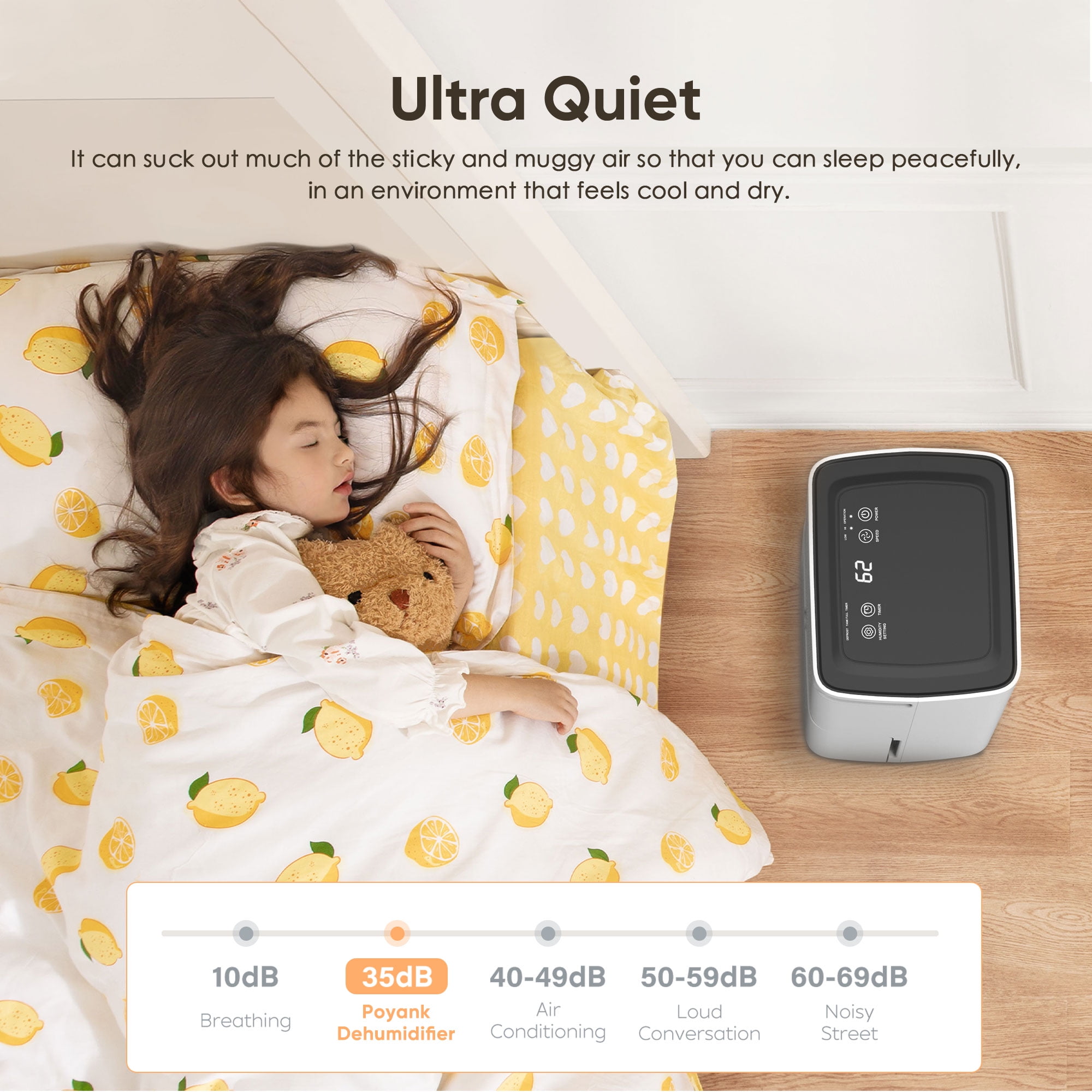 Airfire 8 Pint Dehumidifiers, 1500 Sq.Ft Dehumidifier with Drain Hose, 0.59 Gal Water Tank, Overflow Protection, Dehumidifiers for Home Basement Bedroom Bathroom Laundry Room - Image 7