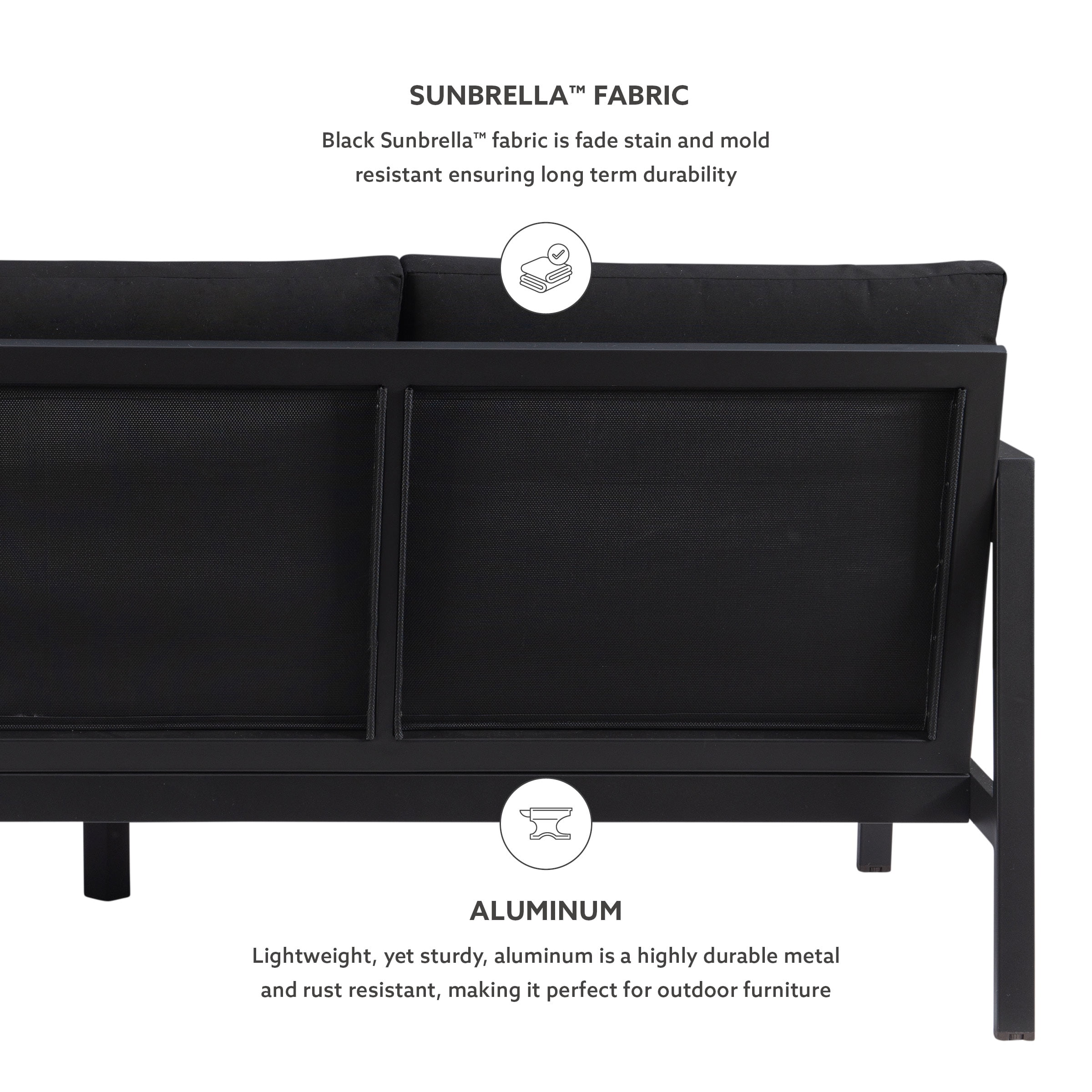 Linon Arlington Outdoor Sofa, Black - Image 7