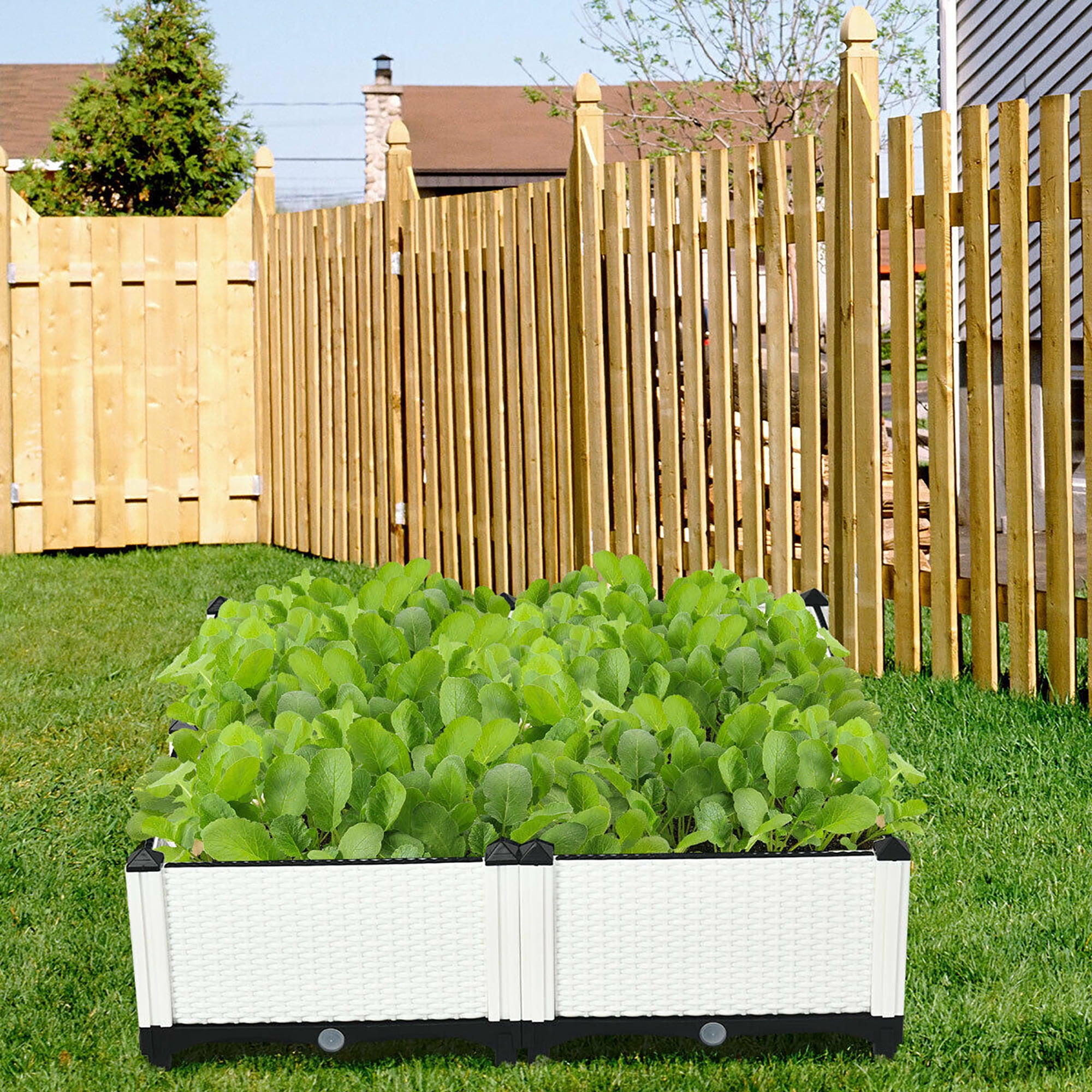 Costway Set of 4 Raised Garden Bed Elevated Flower Vegetable Herb Grow Planter Box White - Image 3